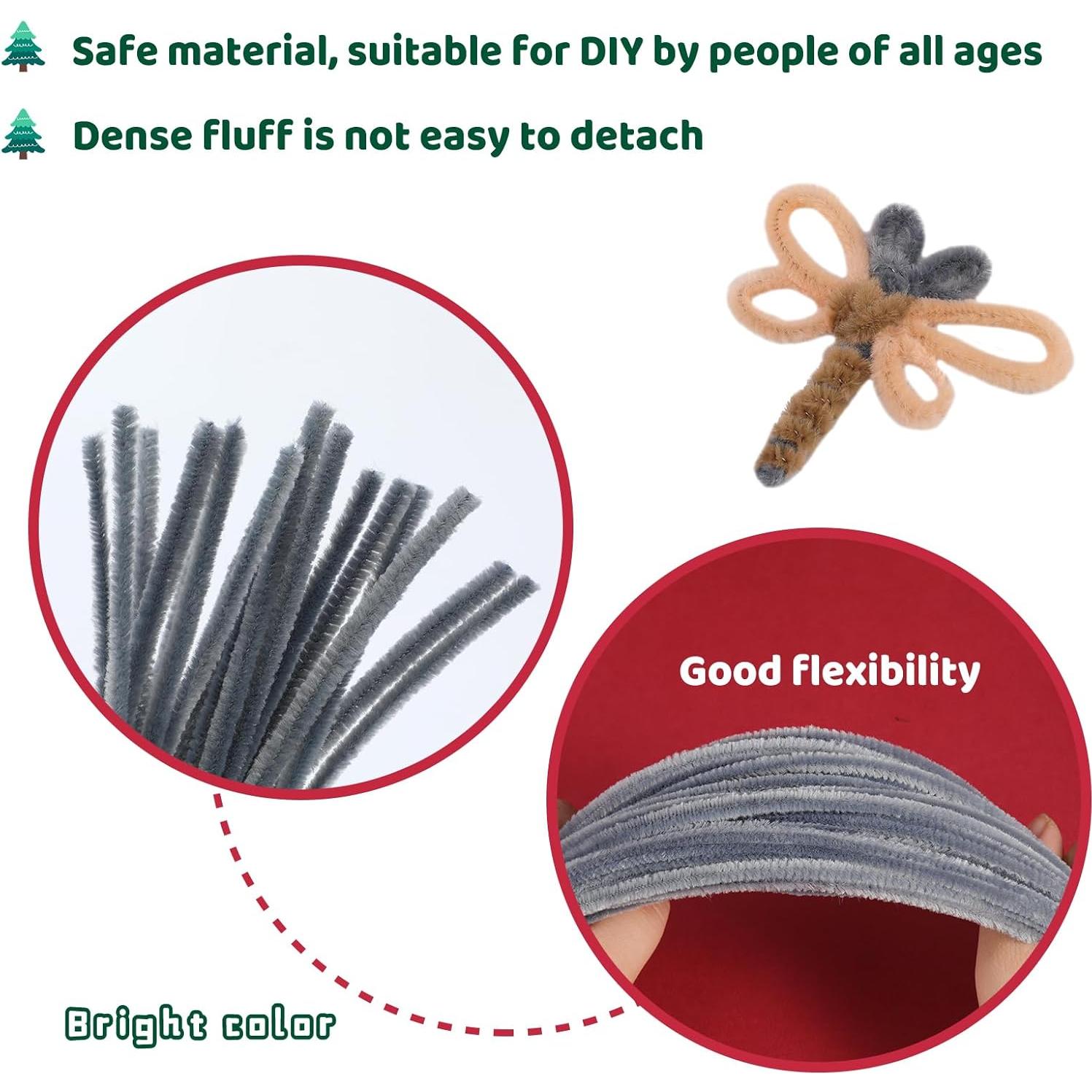 Limpiapipas Chenille Iuuidu 300 Piezas Manualidades Gris