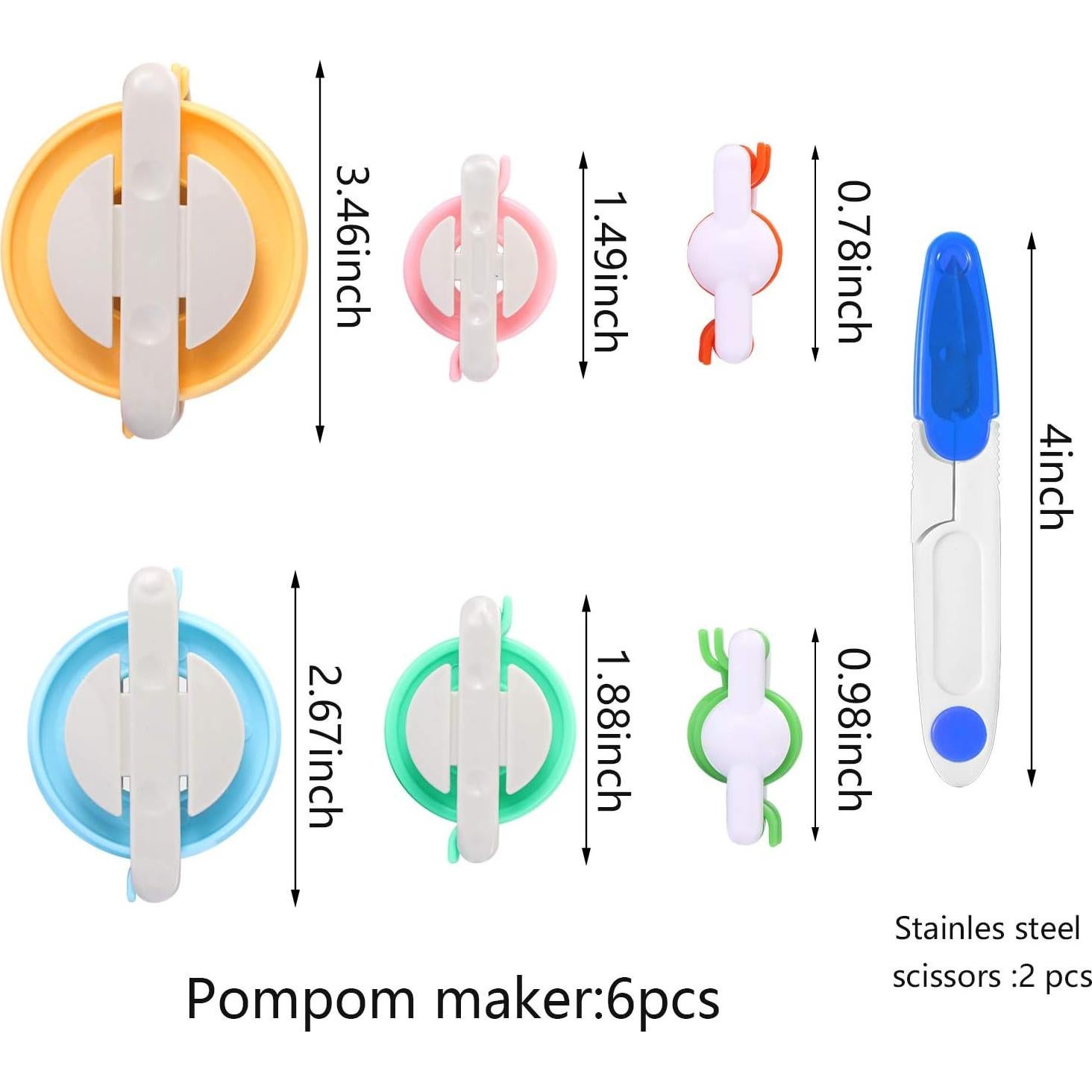 Kit Hacedor de Pompones WILLBOND 6 Tamaños con 12 Ovillos