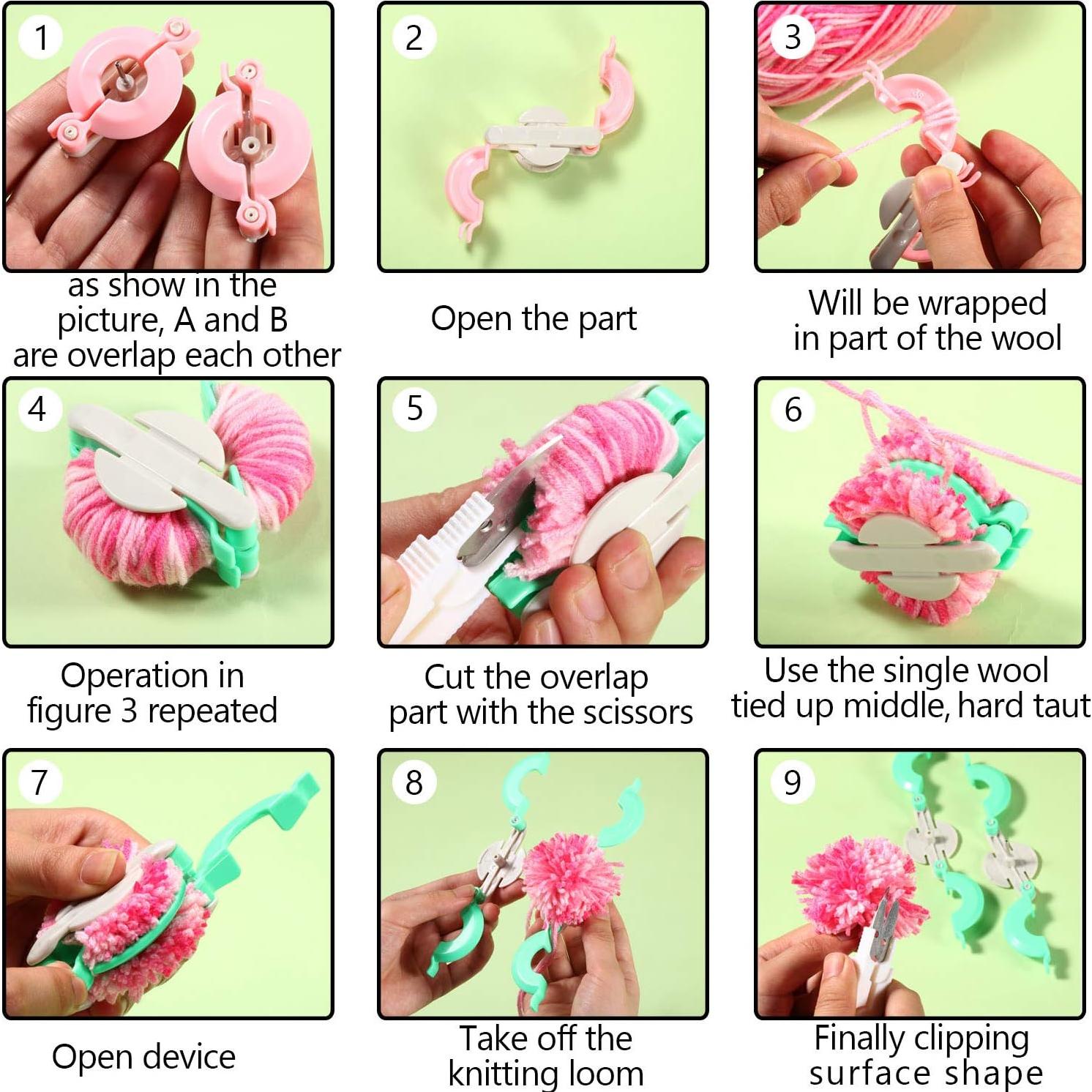 Kit Hacedor de Pompones WILLBOND 6 Tamaños con 12 Ovillos