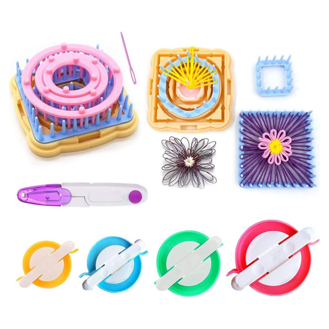 Kit de Telar de Tejer RRigo 8 Piezas con Hacedores de Pom Pom