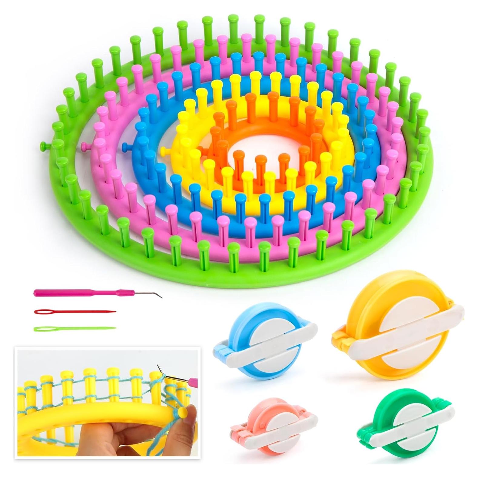 LOVEINUSA Kit de Telar de Tejer 12PCS - Redondo y Pompón