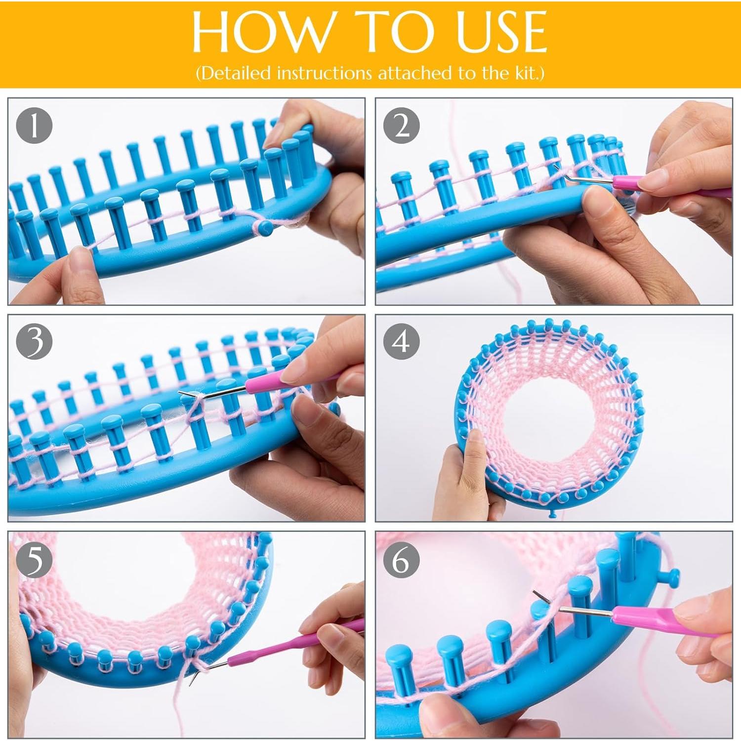 LOVEINUSA Kit de Telar de Tejer 12PCS - Redondo y Pompón