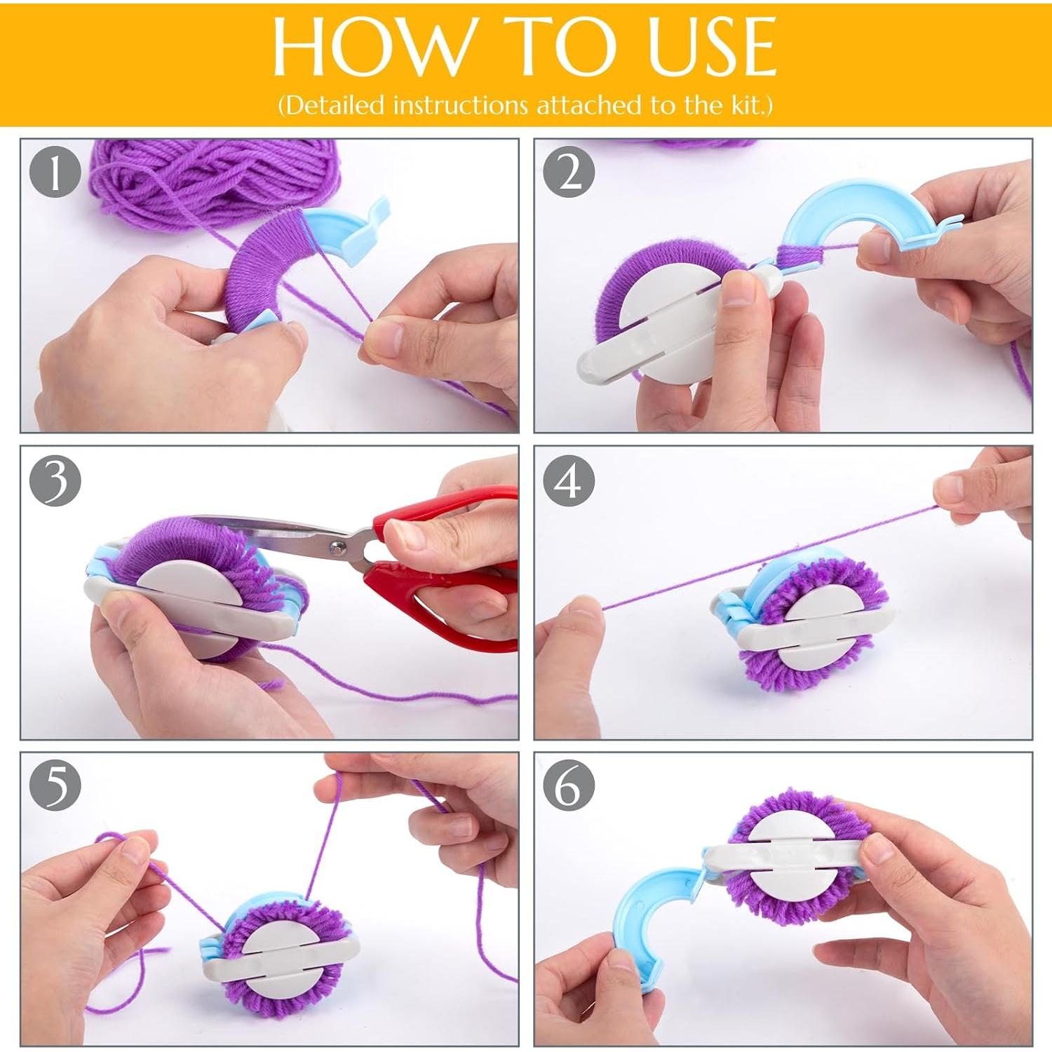 LOVEINUSA Kit de Telar de Tejer 12PCS - Redondo y Pompón