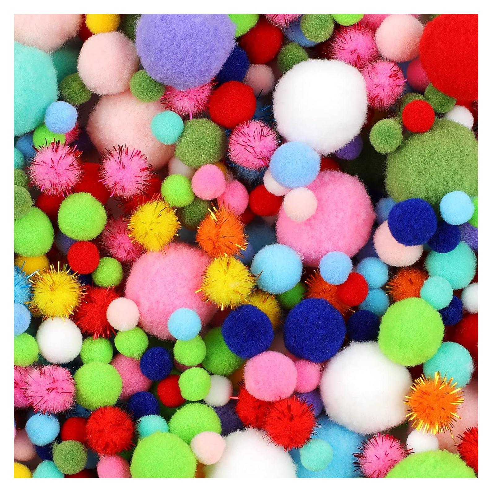 900 Pom Poms Multicolor Phinus para Manualidades 5 Tamaños