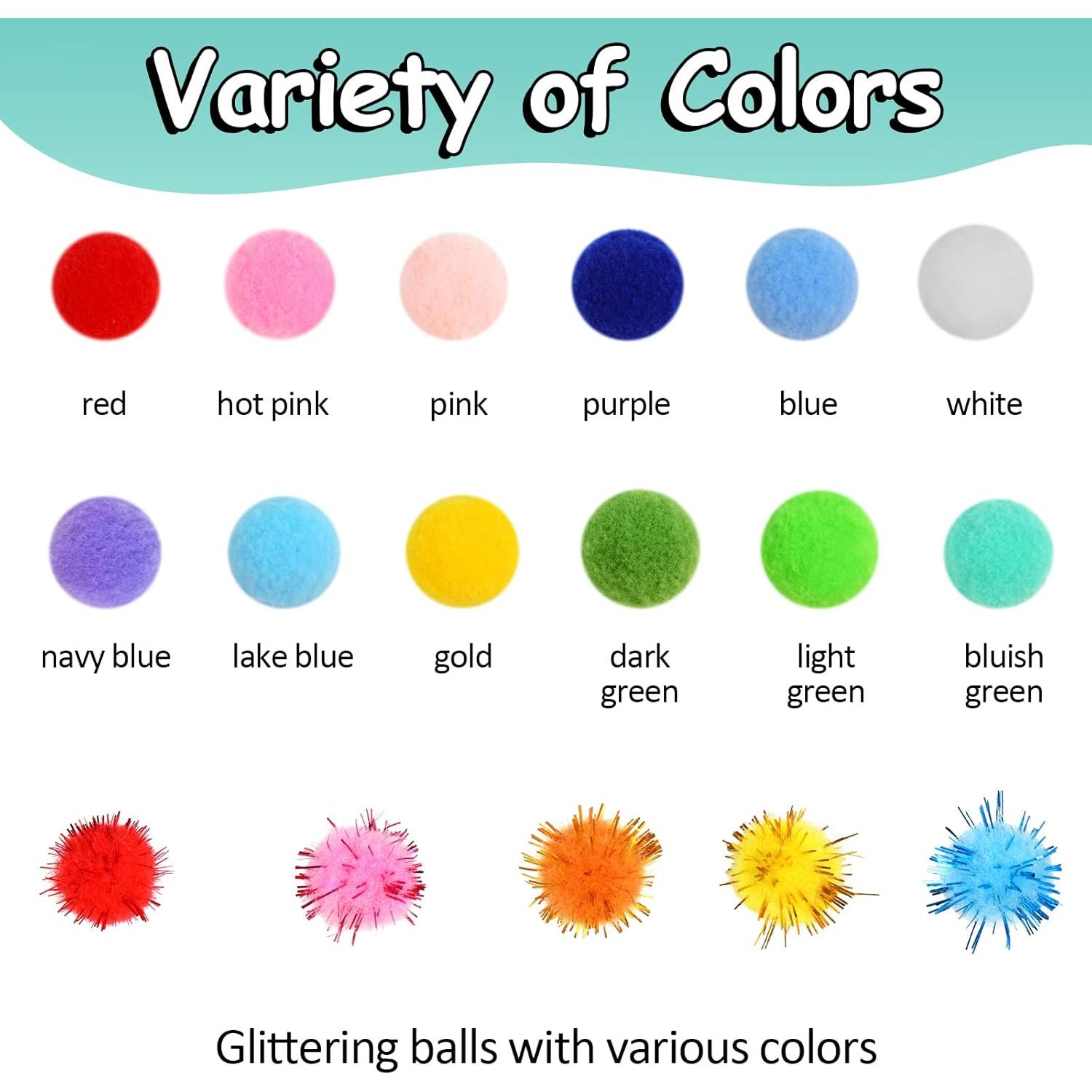 900 Pom Poms Multicolor Phinus para Manualidades 5 Tamaños