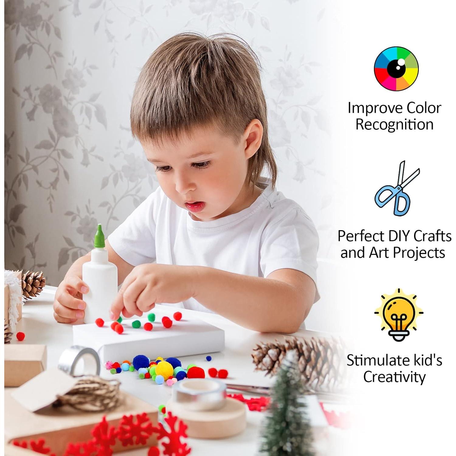 900 Pom Poms Multicolor Phinus para Manualidades 5 Tamaños