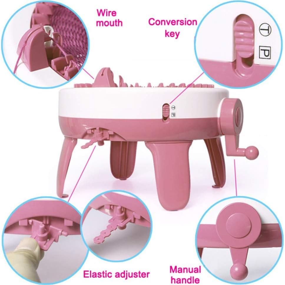 Máquina de Tejer Sentro 40 Agujas Eléctrica Rosa y Blanco