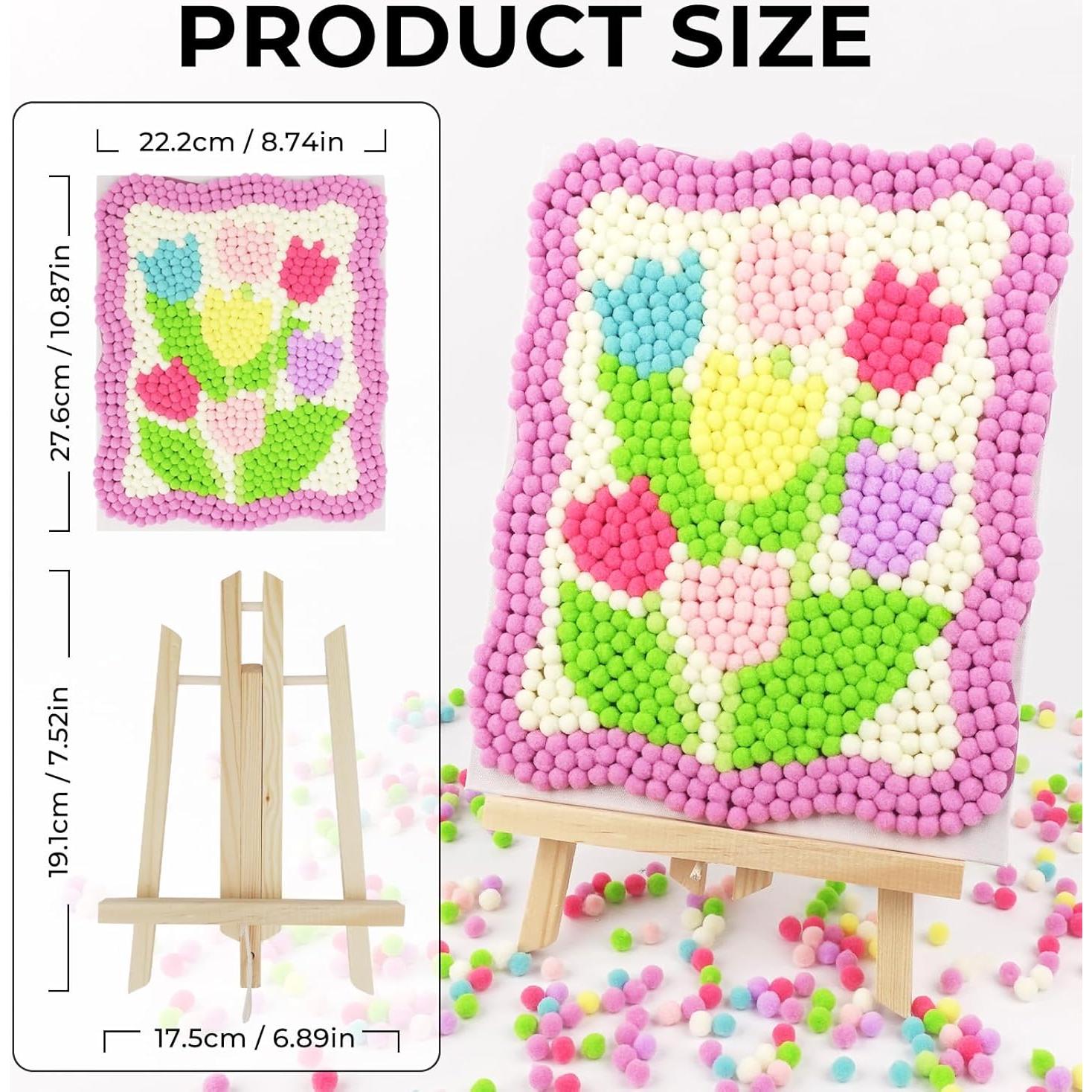 Kit de Arte Funto con 1100 Pom Poms y Lienzo para Decoración