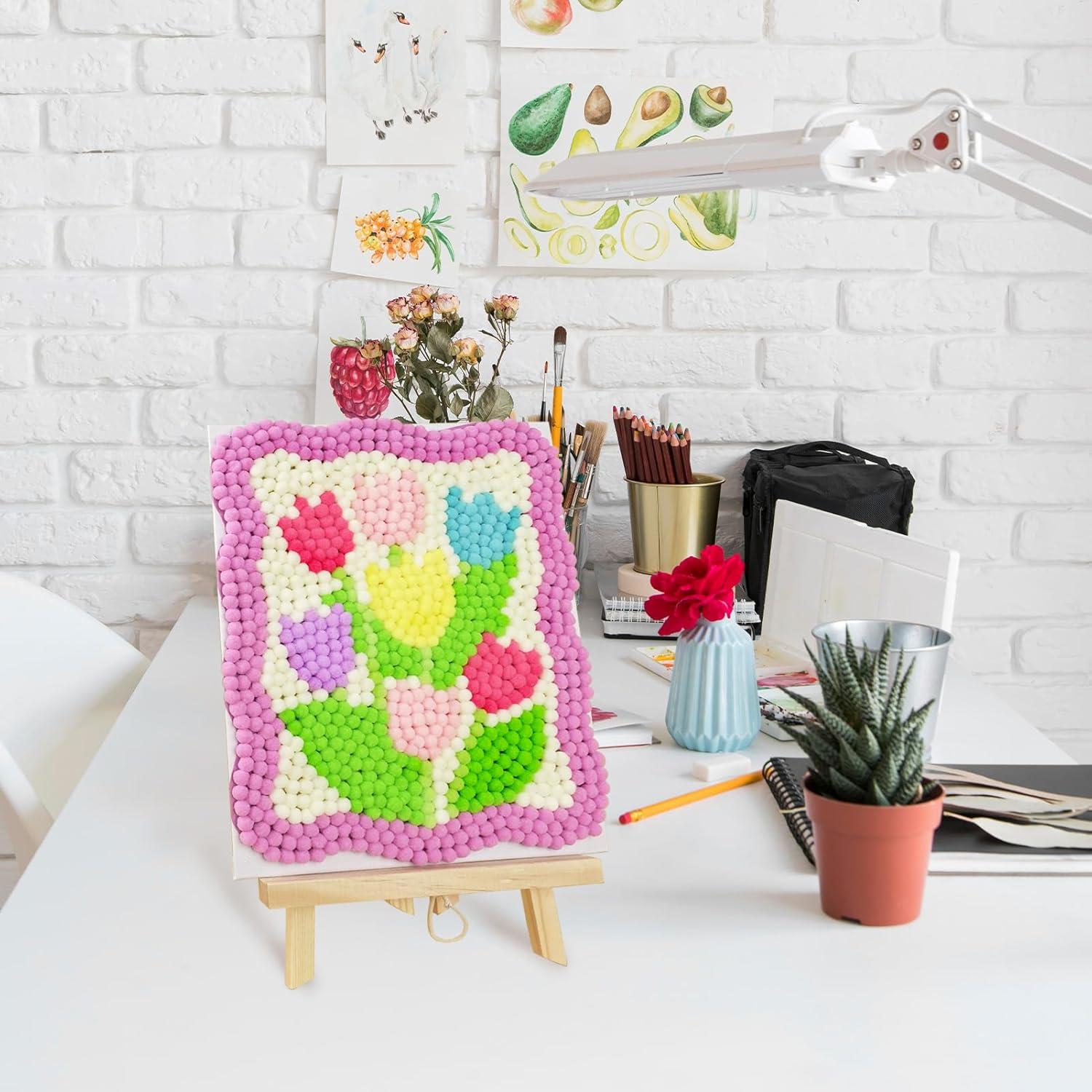 Kit de Arte Funto con 1100 Pom Poms y Lienzo para Decoración