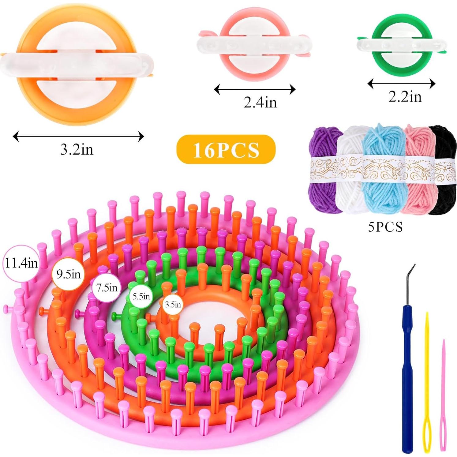 Juego de Telar de Tejer 16PCS LOVEINUSA con Pompones y Hilo