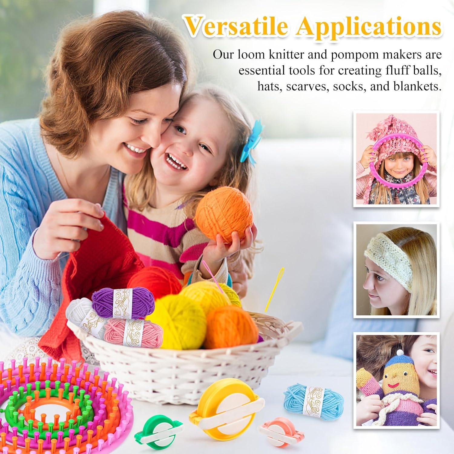 Juego de Telar de Tejer 16PCS LOVEINUSA con Pompones y Hilo