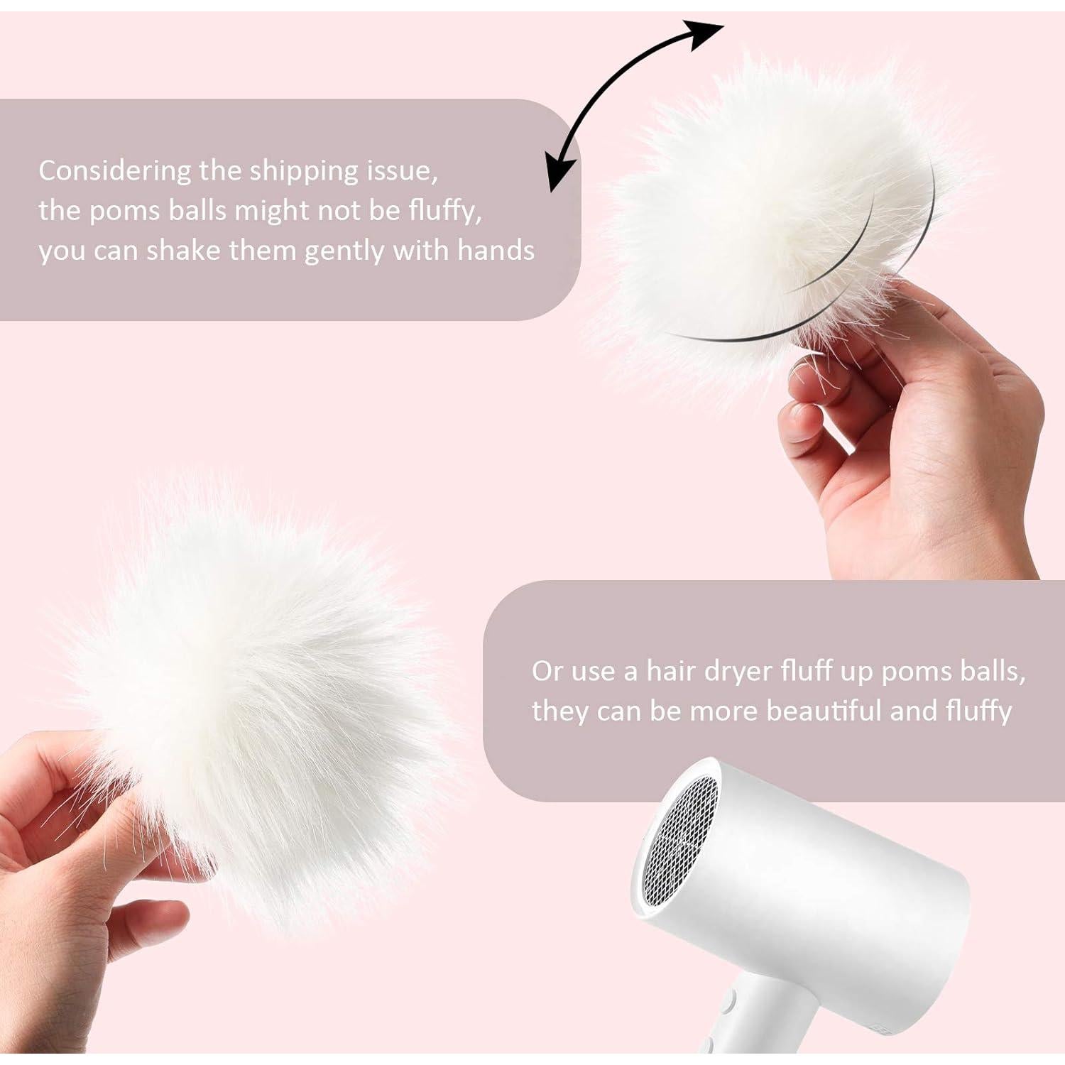 24 Pompones de Piel Sintética Blanca WILLBOND 8 cm DIY