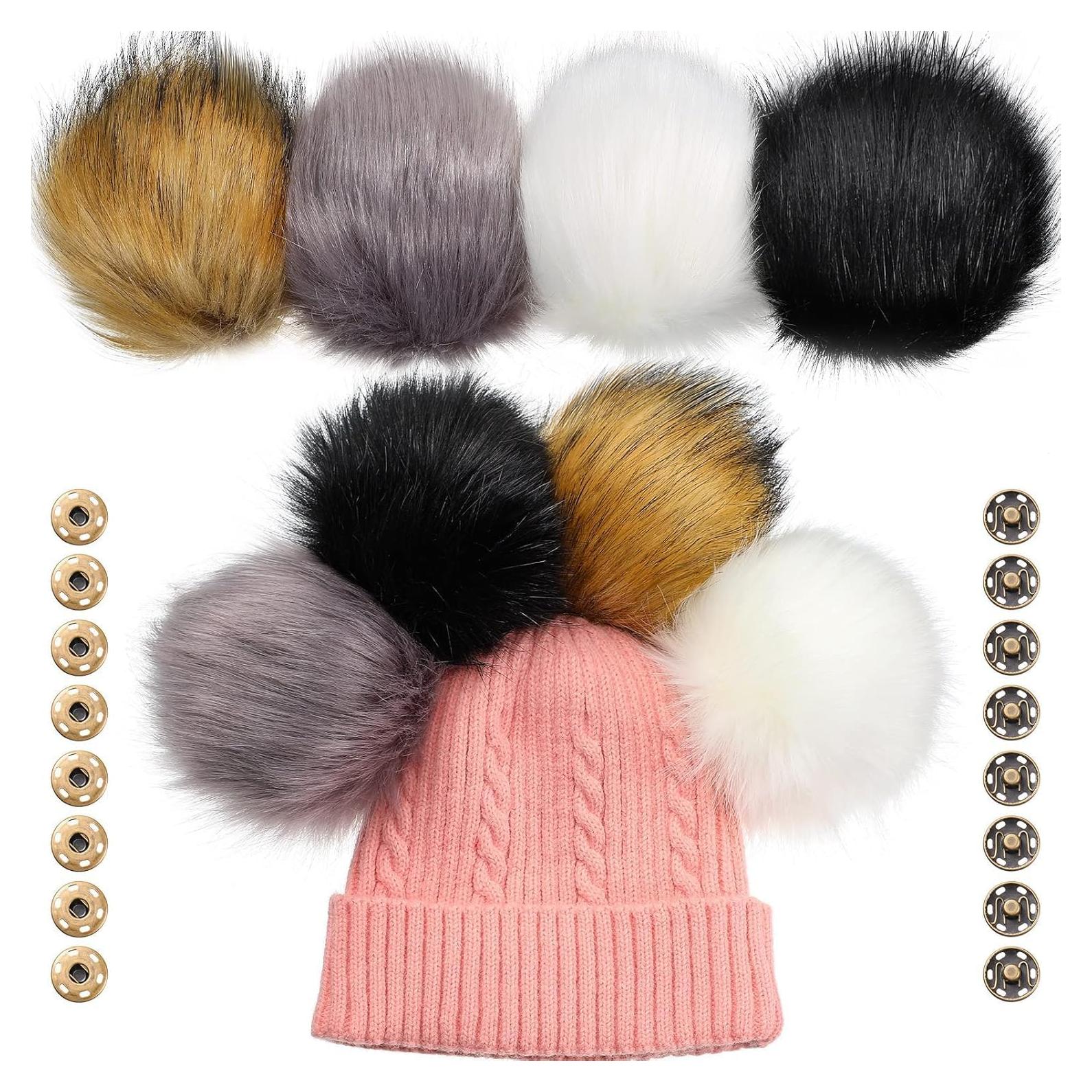 8 Bolas de Pom Pom de Piel Sintética Juinte 15 cm para DIY