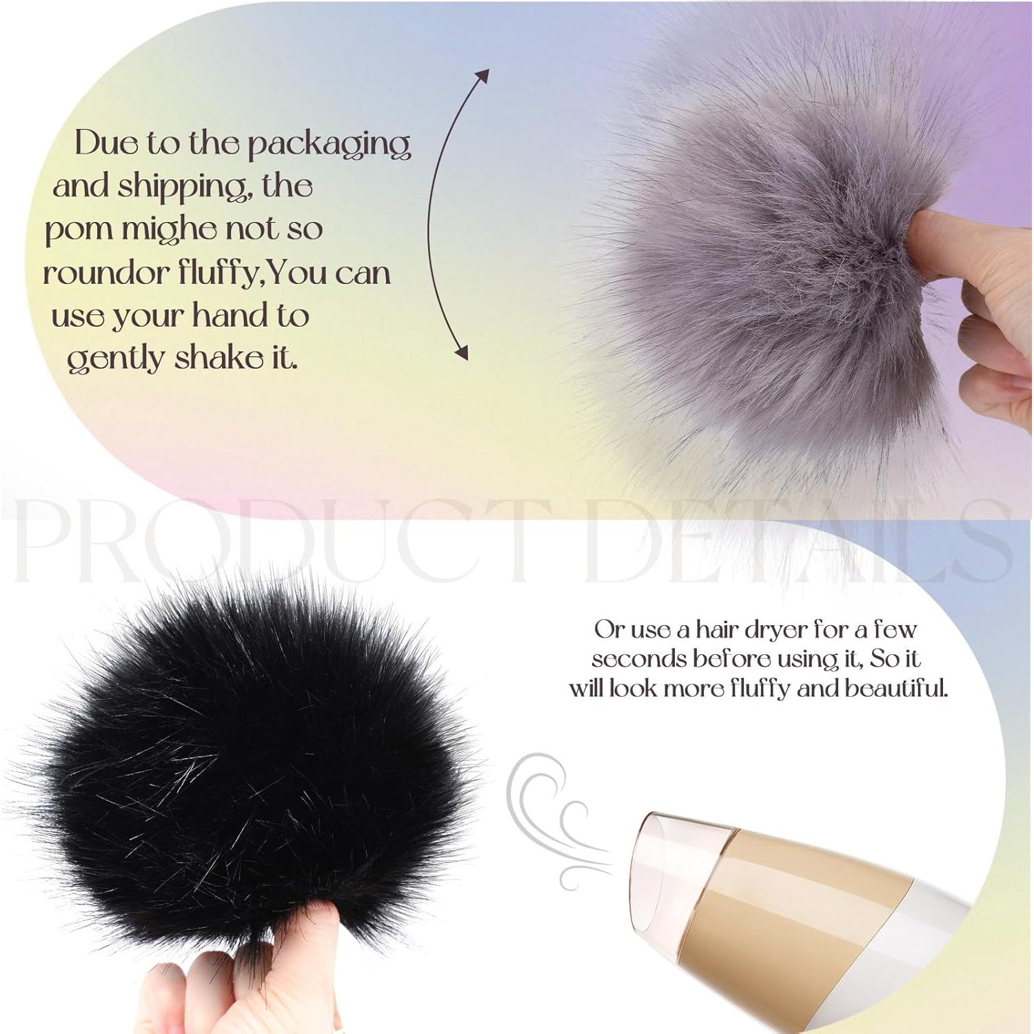 8 Bolas de Pom Pom de Piel Sintética Juinte 15 cm para DIY