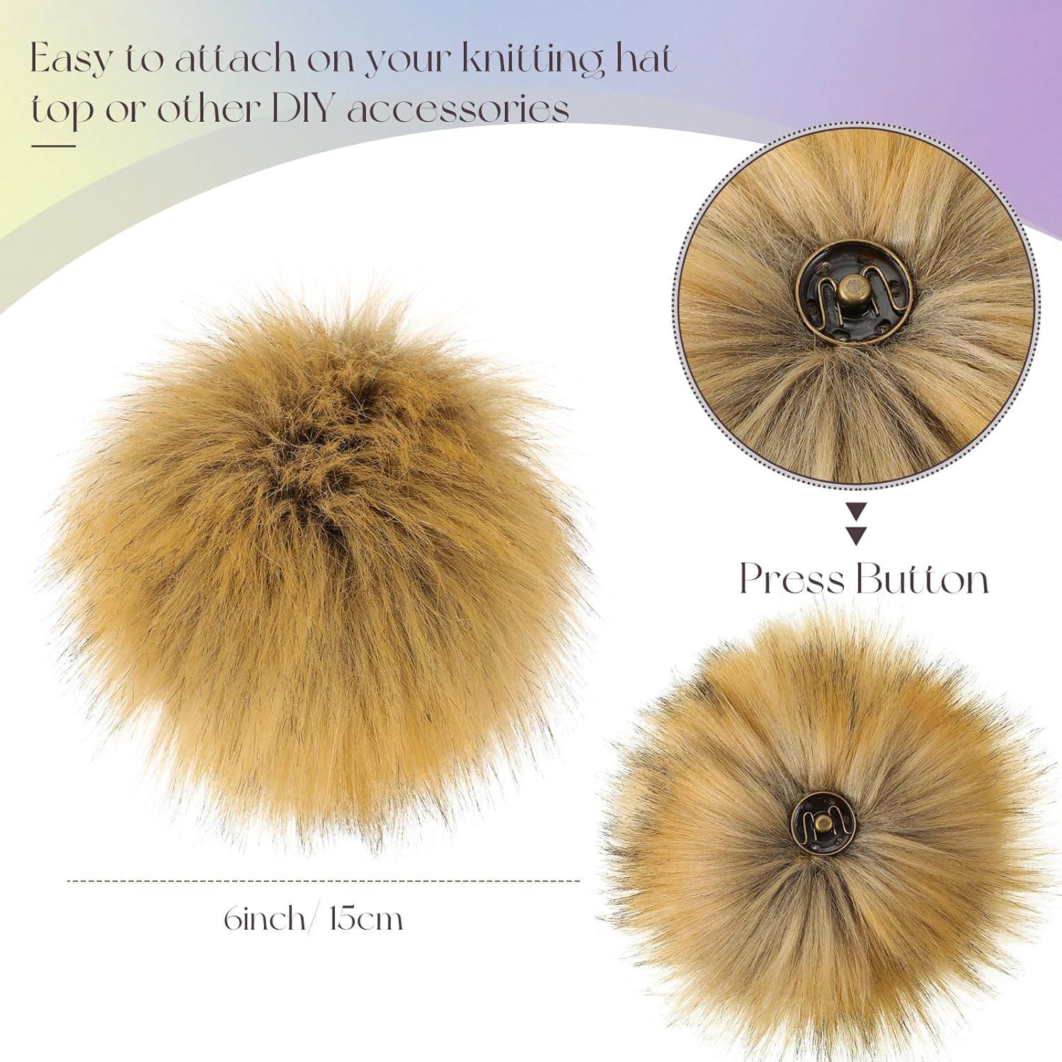 8 Bolas de Pom Pom de Piel Sintética Juinte 15 cm para DIY