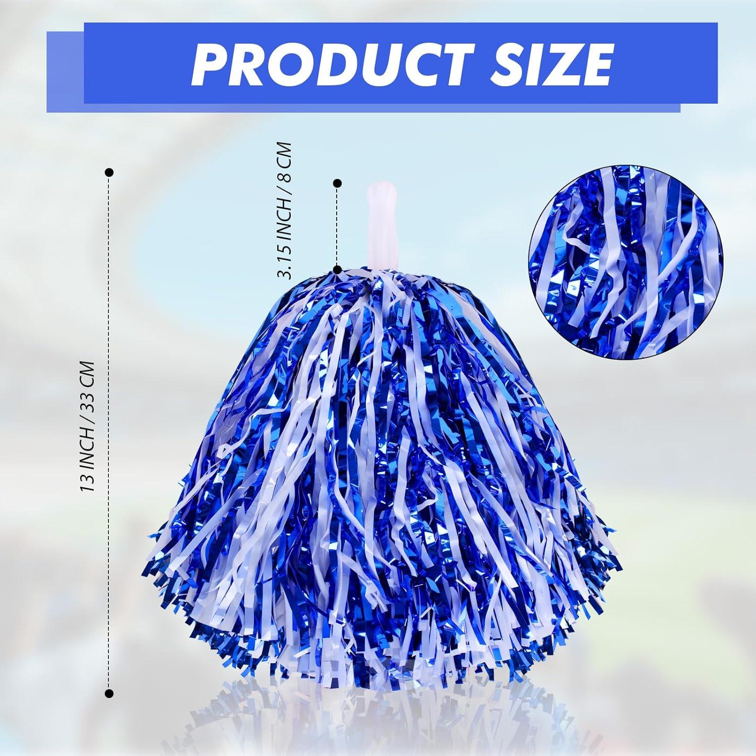 Juego de Pompones y Aplaudidores Genérico 24 Pcs Azul y Blanco