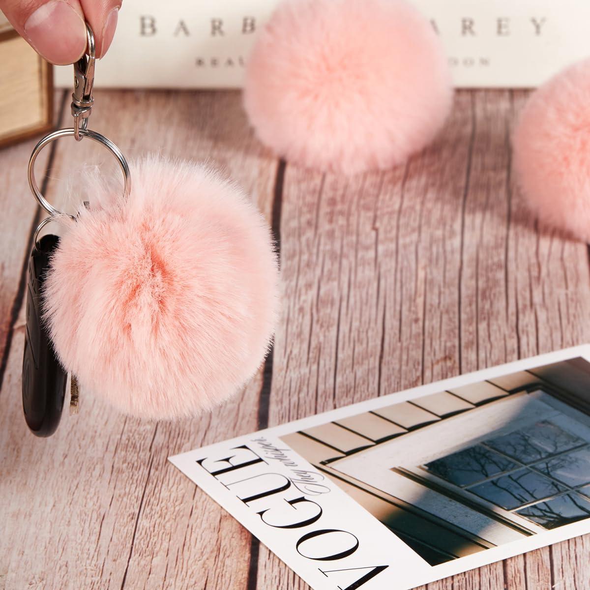 12 Bolas de Pom Pom de Piel Sintética Rosa 6.99 cm Homtable