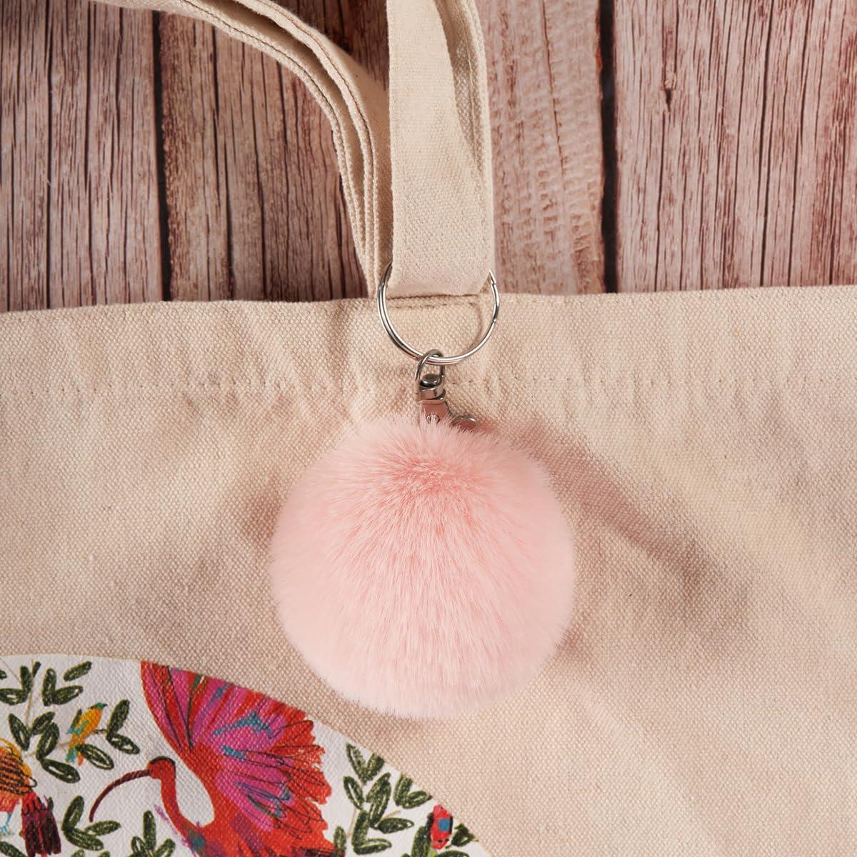 12 Bolas de Pom Pom de Piel Sintética Rosa 6.99 cm Homtable