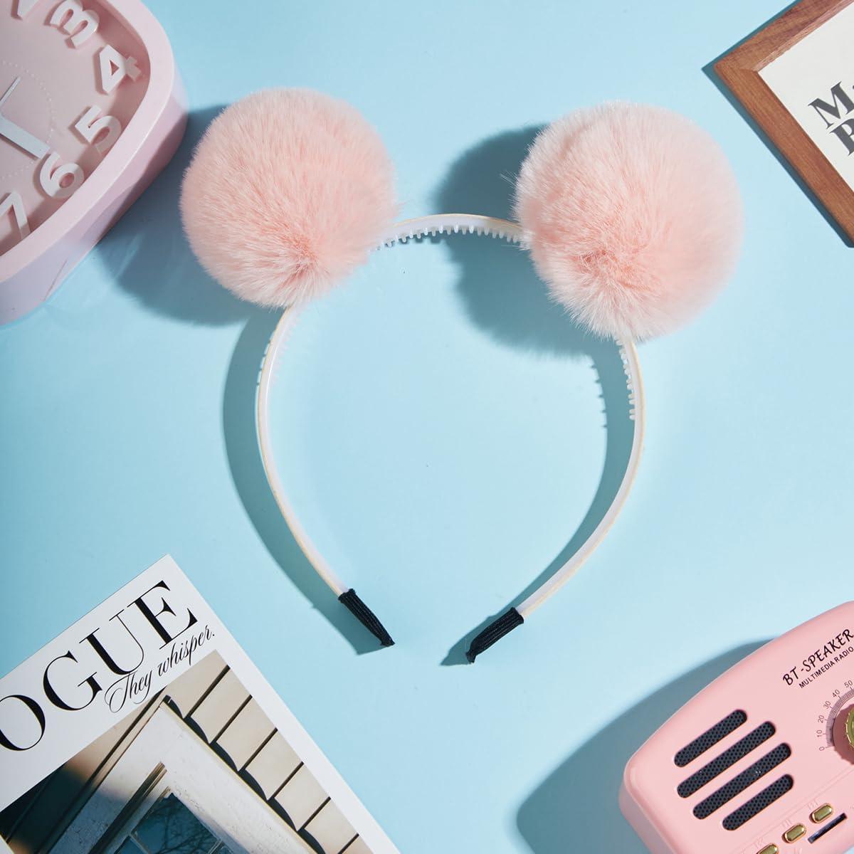 12 Bolas de Pom Pom de Piel Sintética Rosa 6.99 cm Homtable