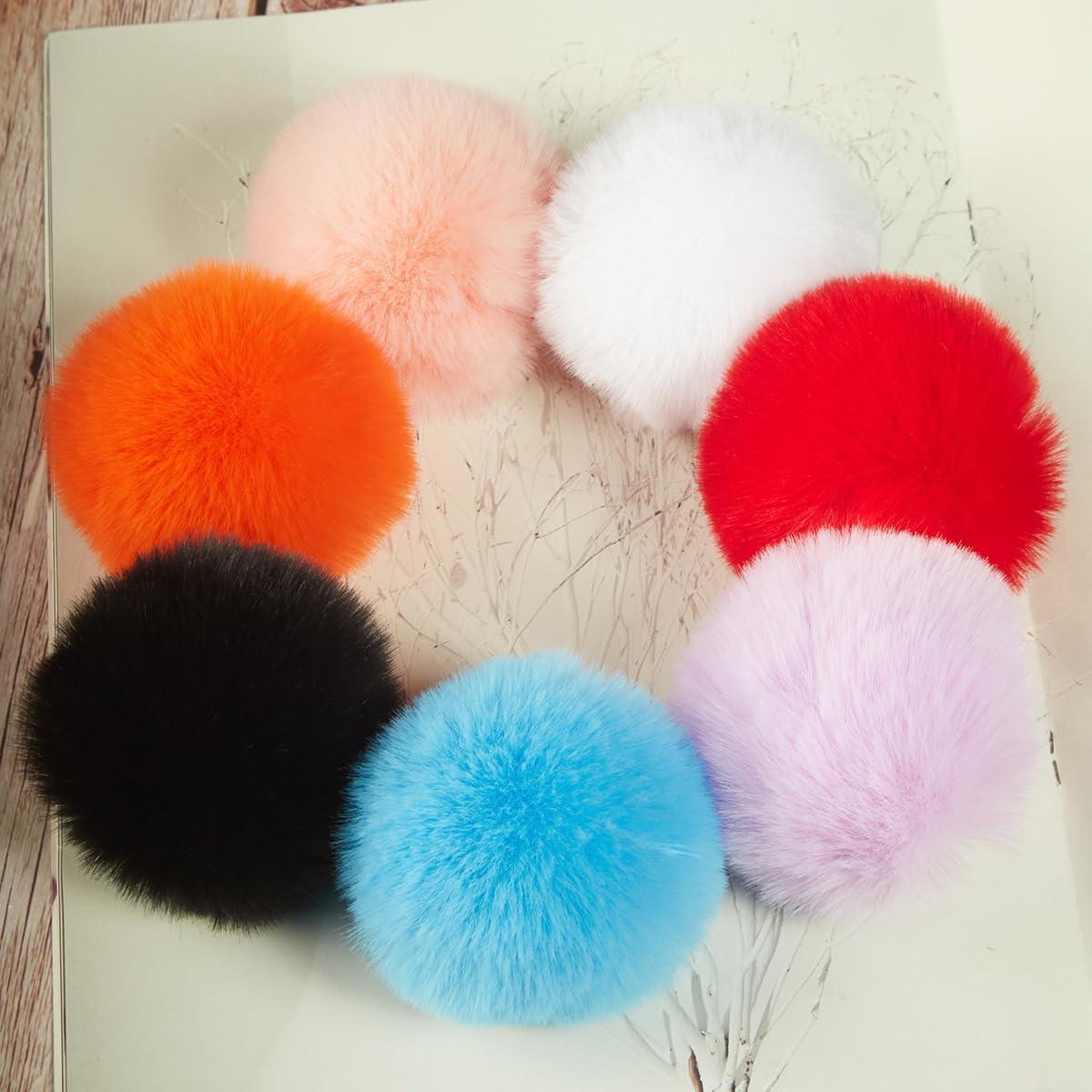 12 Bolas de Pom Pom de Piel Sintética Rosa 6.99 cm Homtable