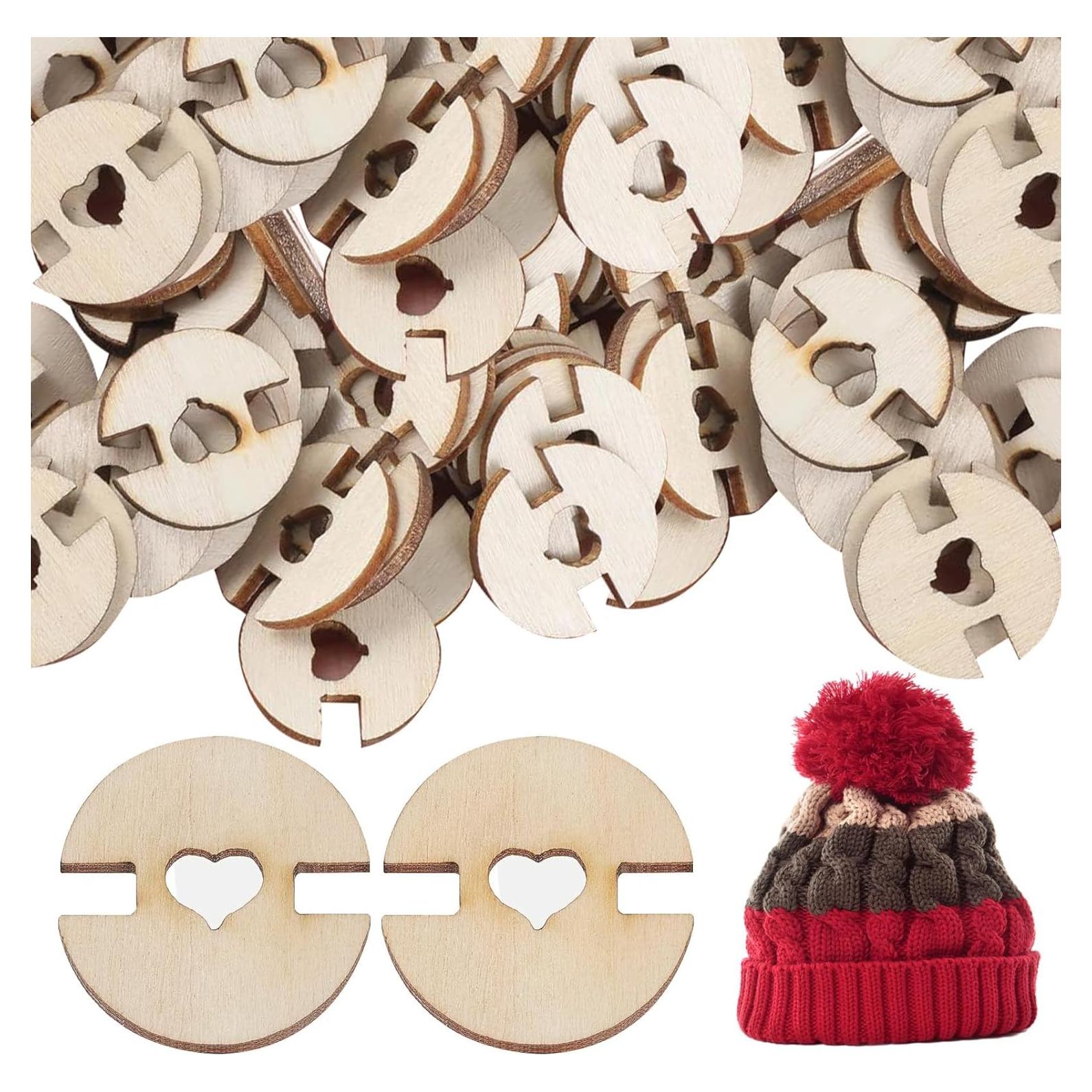 60 Botones de Madera para Pom Poms HINGTAI - Accesorios de Tejido