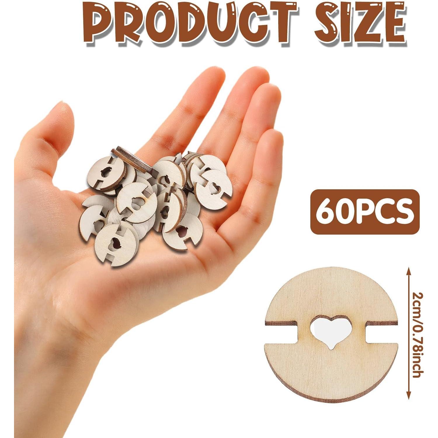 60 Botones de Madera para Pom Poms HINGTAI - Accesorios de Tejido