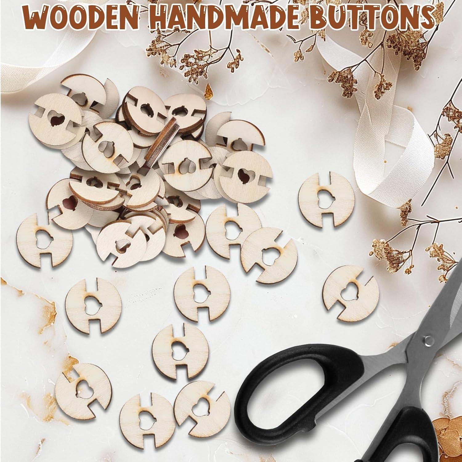 60 Botones de Madera para Pom Poms HINGTAI - Accesorios de Tejido