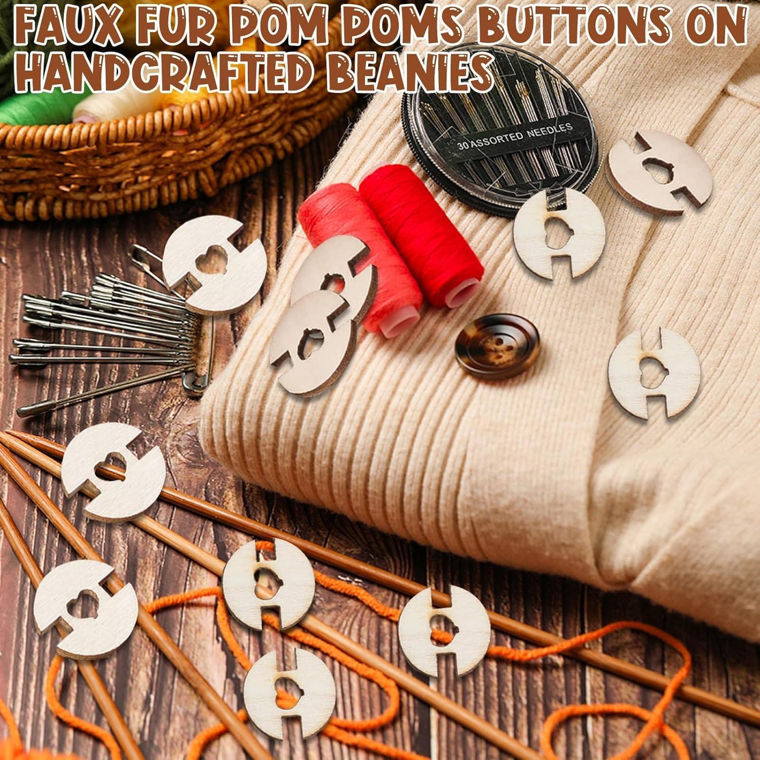 60 Botones de Madera para Pom Poms HINGTAI - Accesorios de Tejido