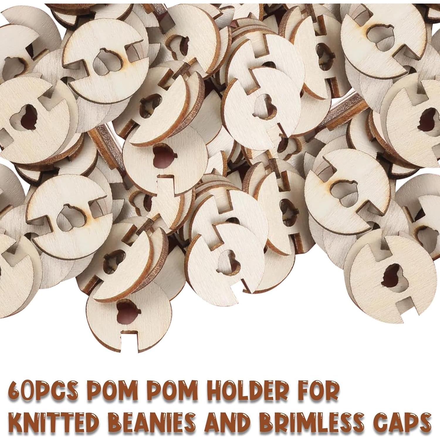 60 Botones de Madera para Pom Poms HINGTAI - Accesorios de Tejido