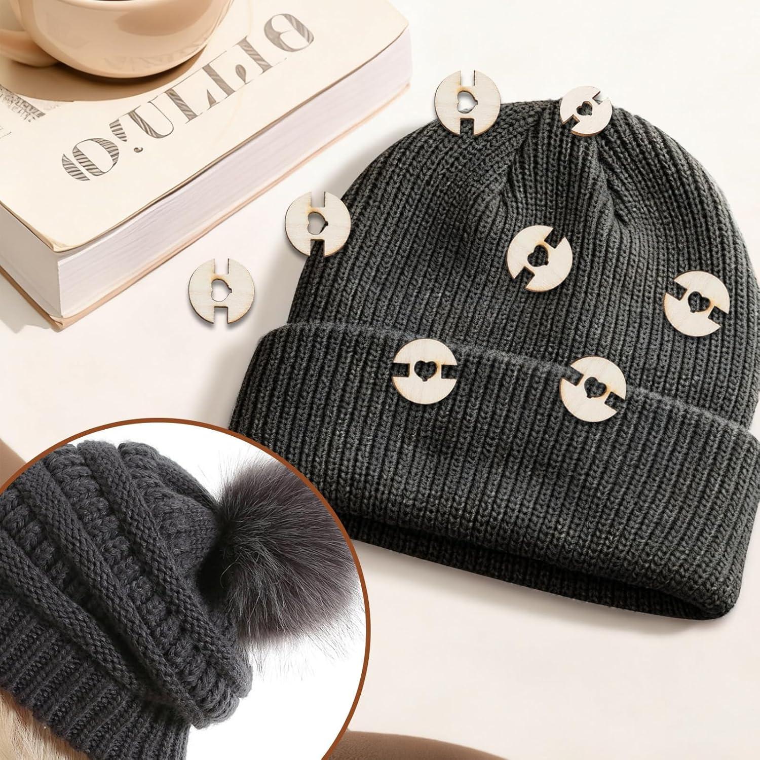 60 Botones de Madera para Pom Poms HINGTAI - Accesorios de Tejido