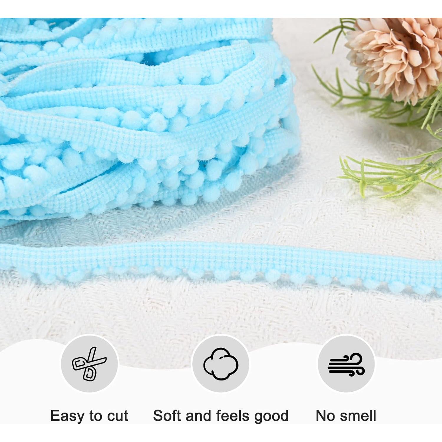 Cinta de Flecos de Pom Pom M METERXITY 10 Yardas Azul 5mm