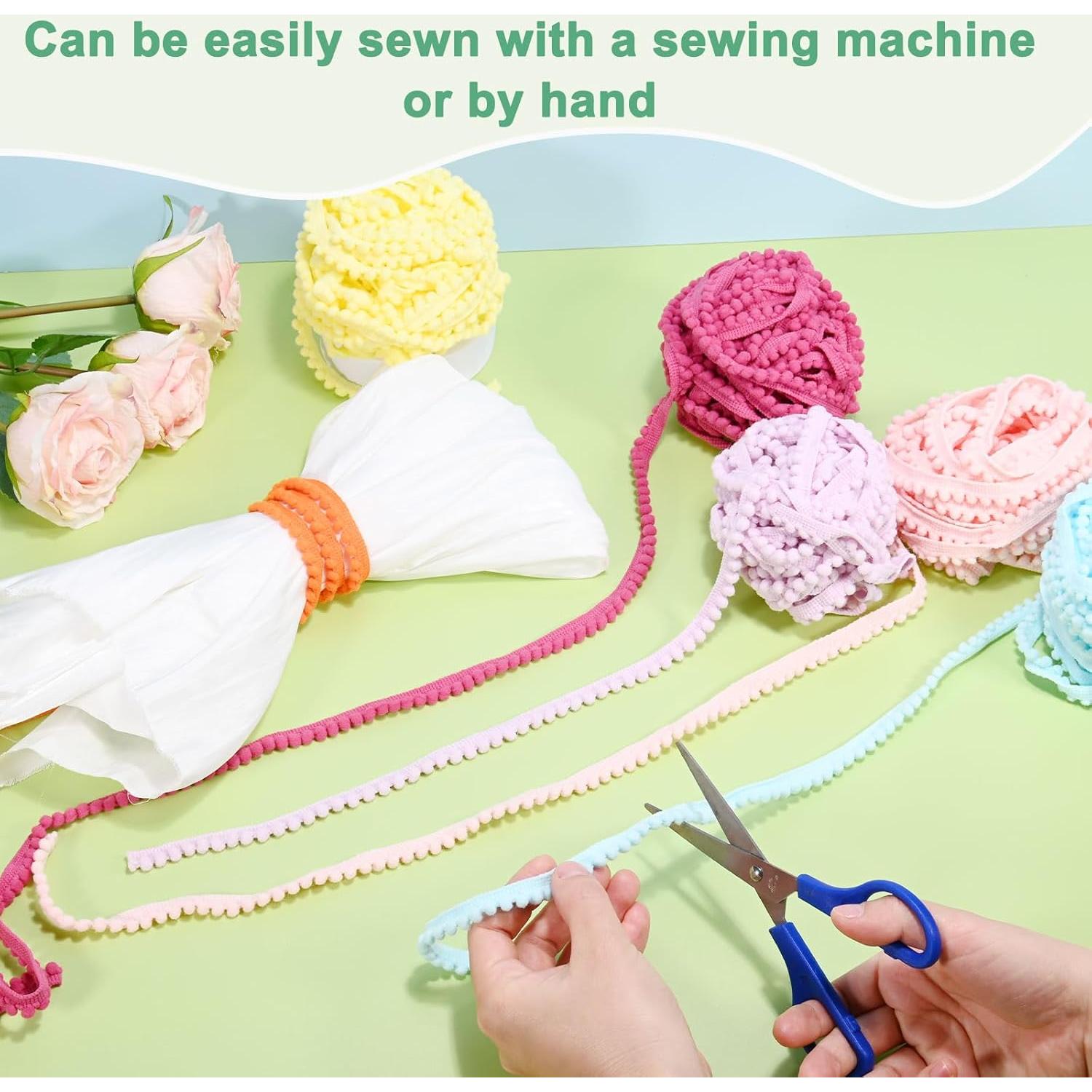 Cinta de Flecos de Pom Pom M METERXITY 10 Yardas Azul 5mm