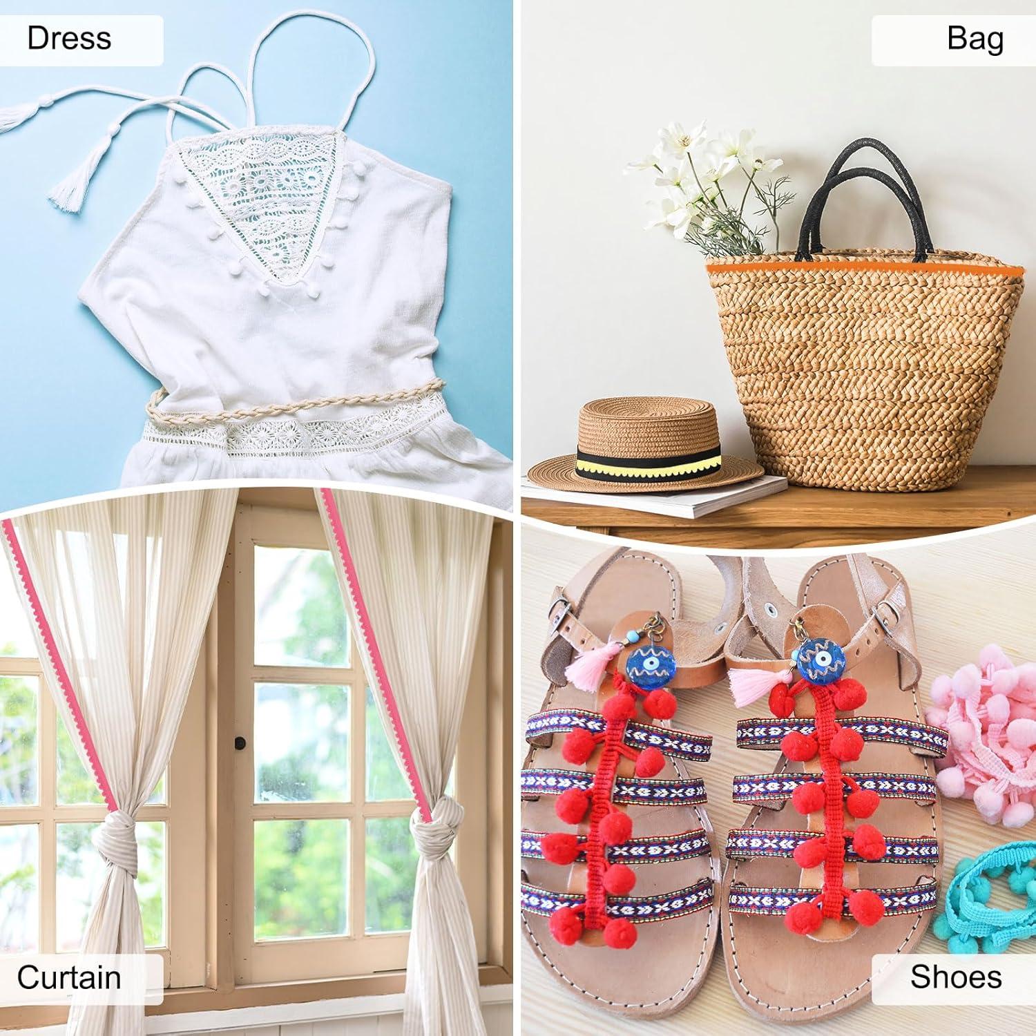 Cinta de Flecos de Pom Pom M METERXITY 10 Yardas Azul 5mm