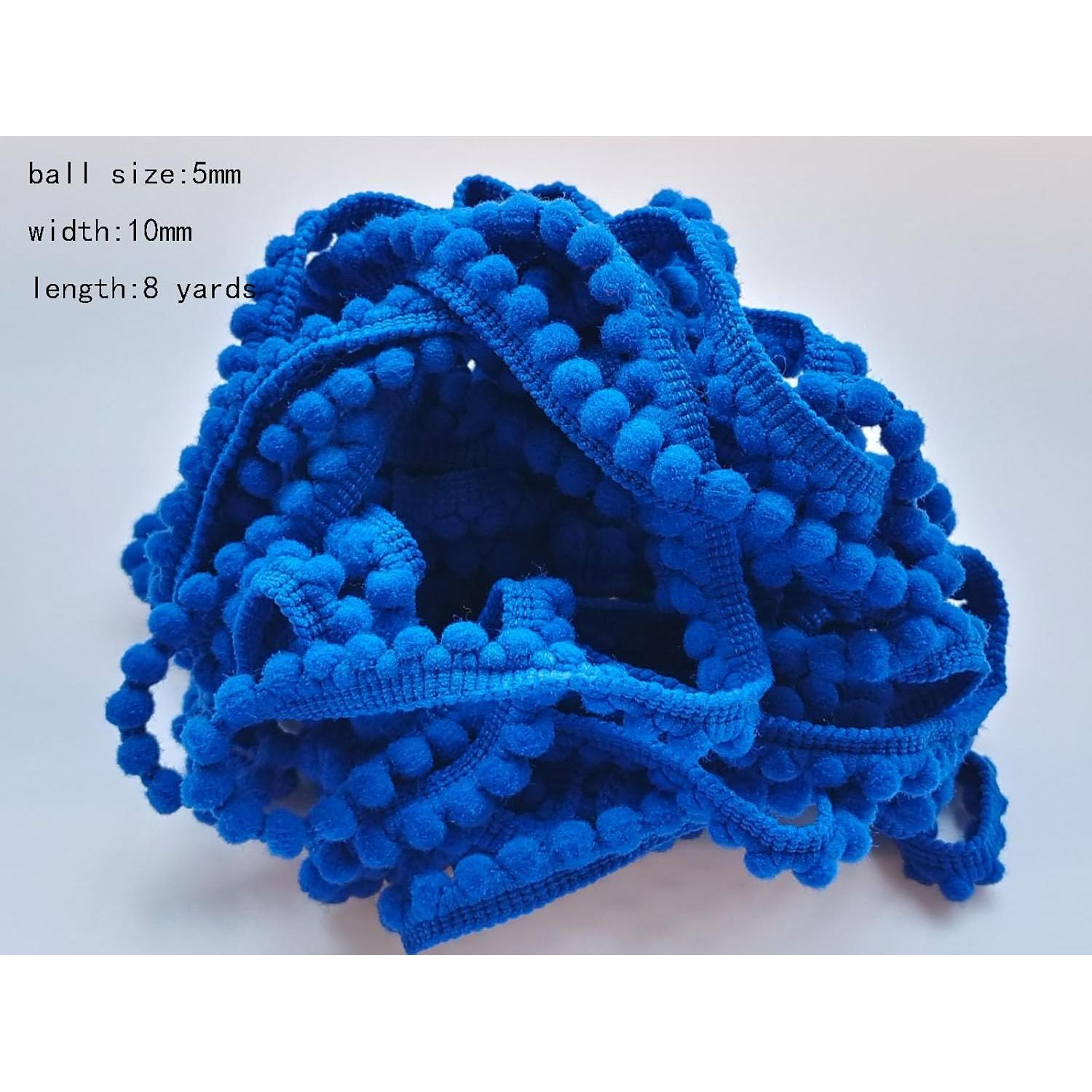 Mini Pom Pom Trim 7.32m 5mm Azul Real MONIDOOR