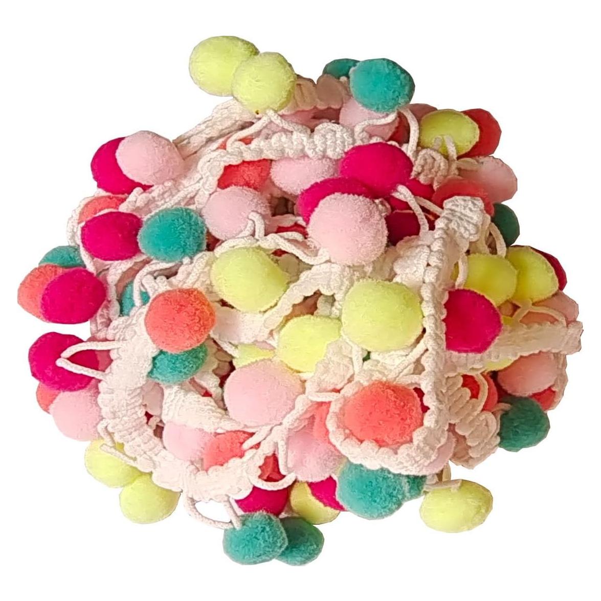 Fleco de Pom Pom 5.49m 15mm Arcoíris 3 para Manualidades