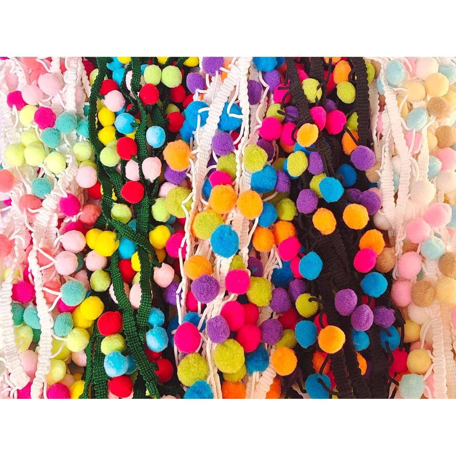 Fleco de Pom Pom 5.49m 15mm Arcoíris 3 para Manualidades