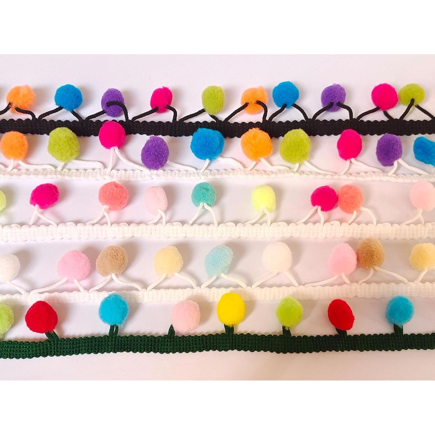 Fleco de Pom Pom 5.49m 15mm Arcoíris 3 para Manualidades
