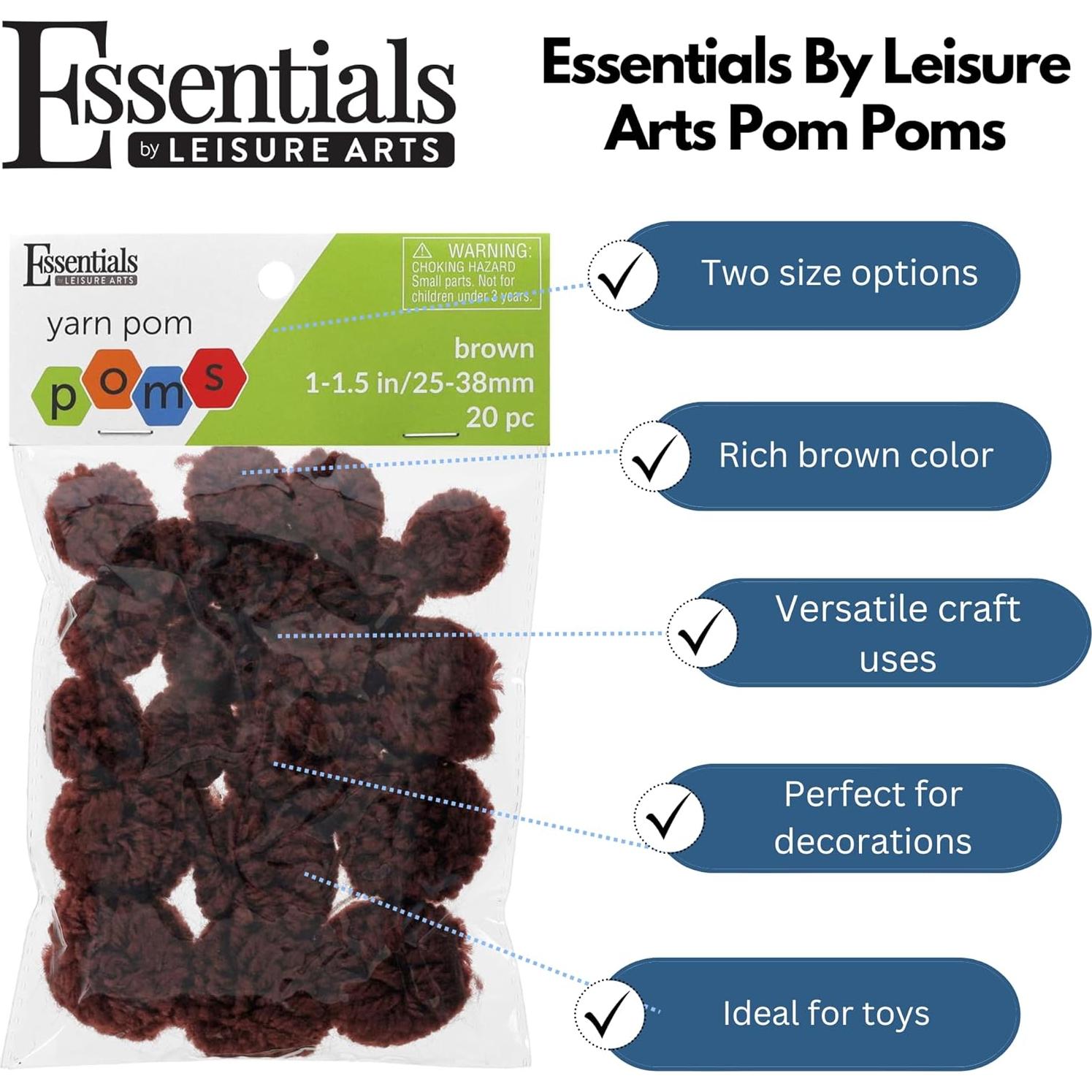 Pompones Marrones 20 Piezas 25-38mm Esenciales de Ocio