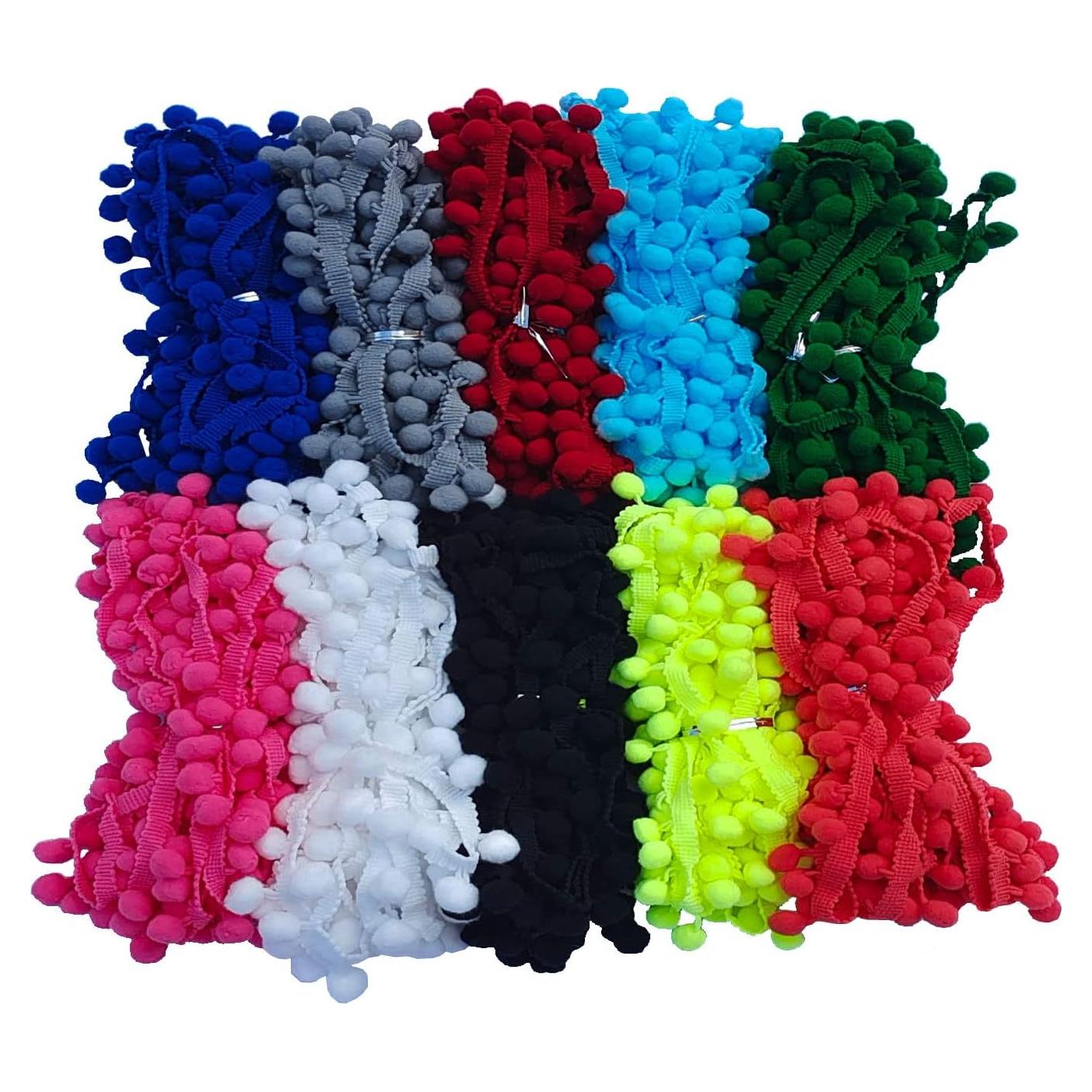 Borlas Flecos 10 Colores 12mm ABOKOY para Manualidades 9.14m