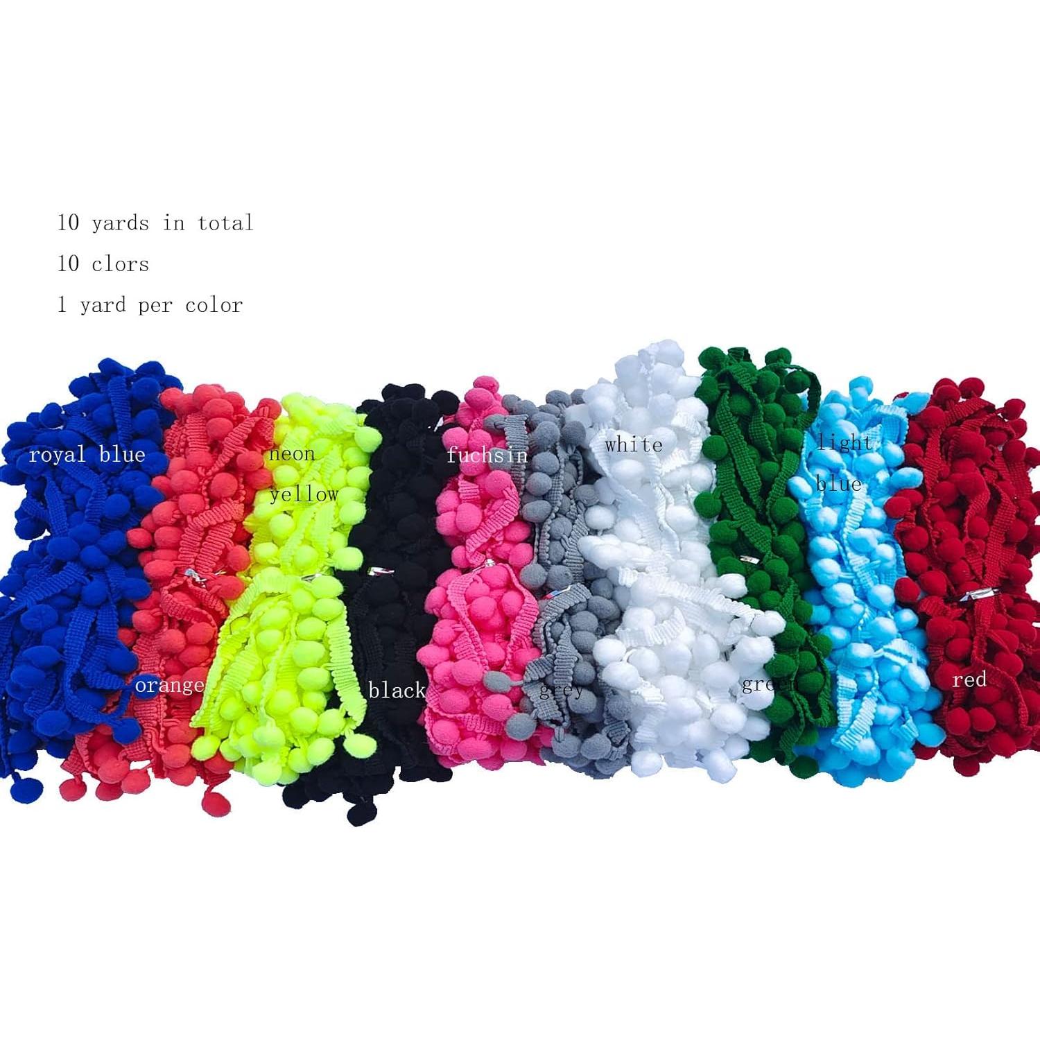 Borlas Flecos 10 Colores 12mm ABOKOY para Manualidades 9.14m