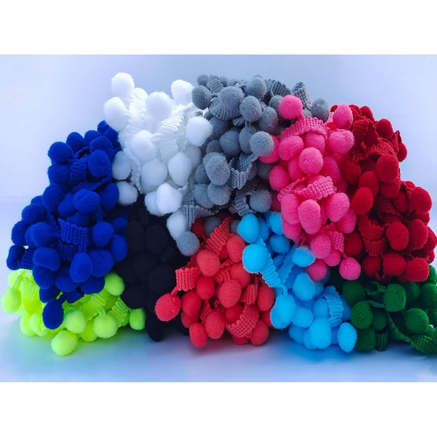 Borlas Flecos 10 Colores 12mm ABOKOY para Manualidades 9.14m