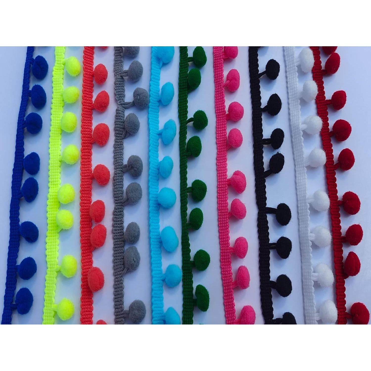 Borlas Flecos 10 Colores 12mm ABOKOY para Manualidades 9.14m
