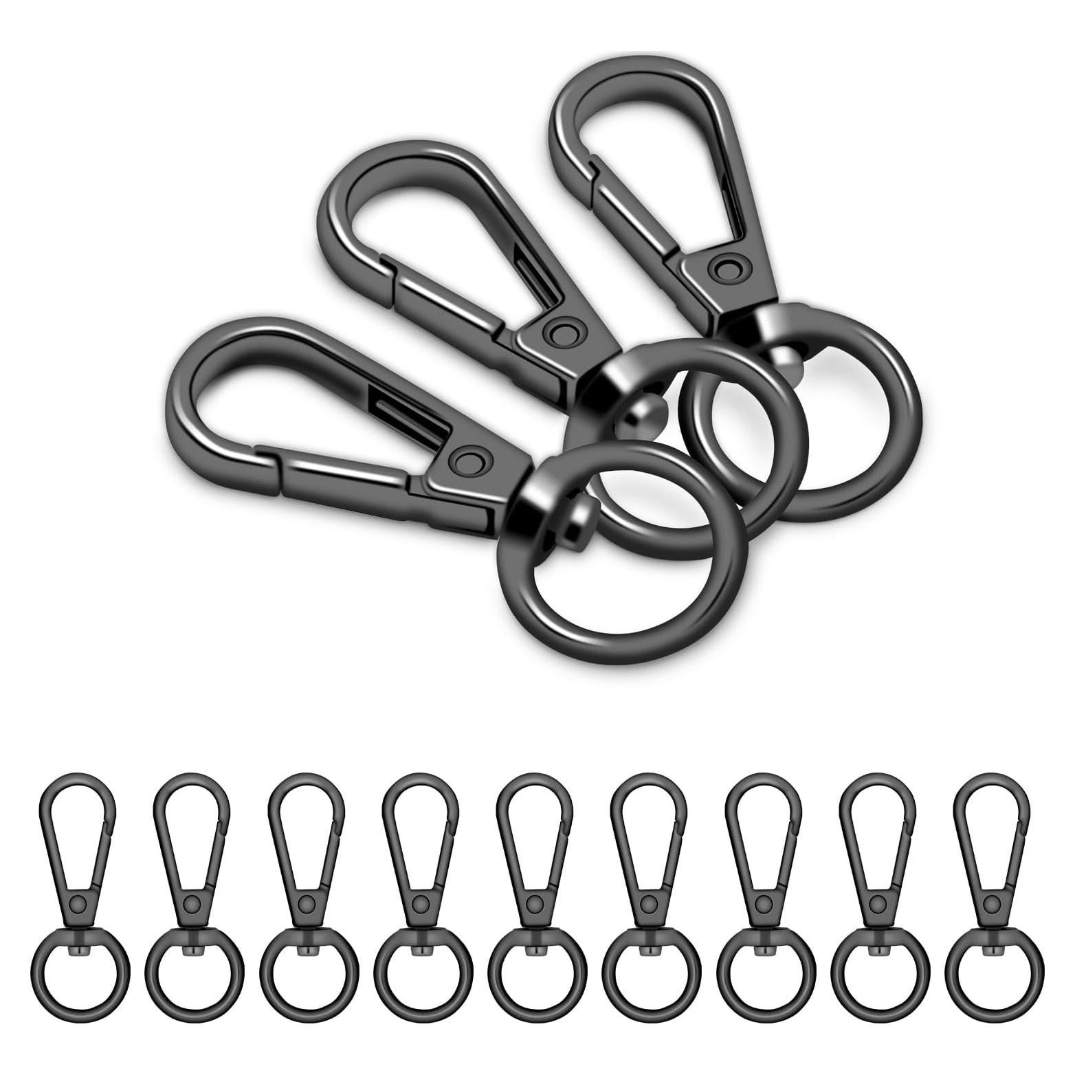 Ganchos giratorios de langosta CooBigo 12 piezas 1.27 cm negro