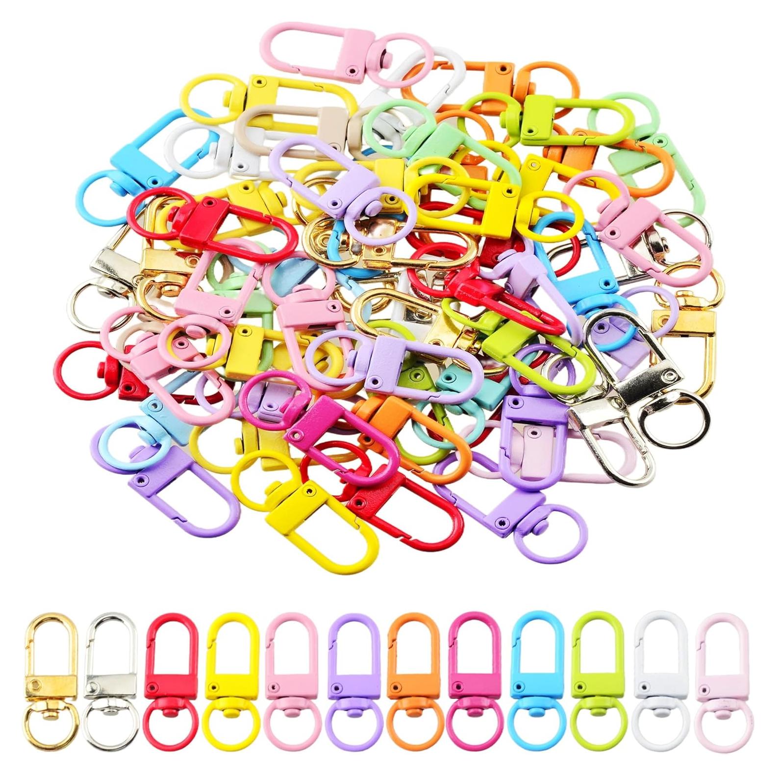 60 Ganchos de Llavero Giratorios KJML DIY Coloridos 32mm