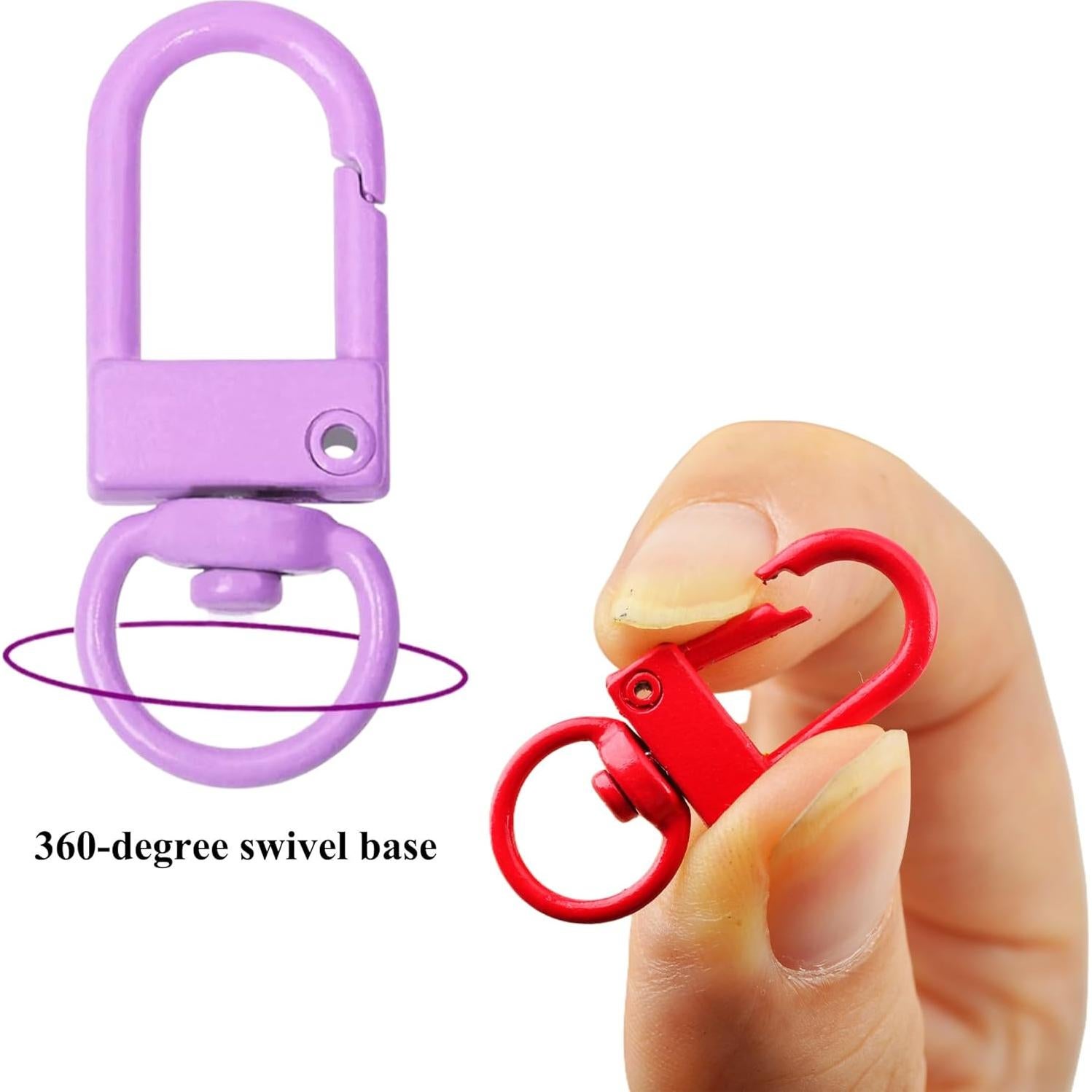 60 Ganchos de Llavero Giratorios KJML DIY Coloridos 32mm