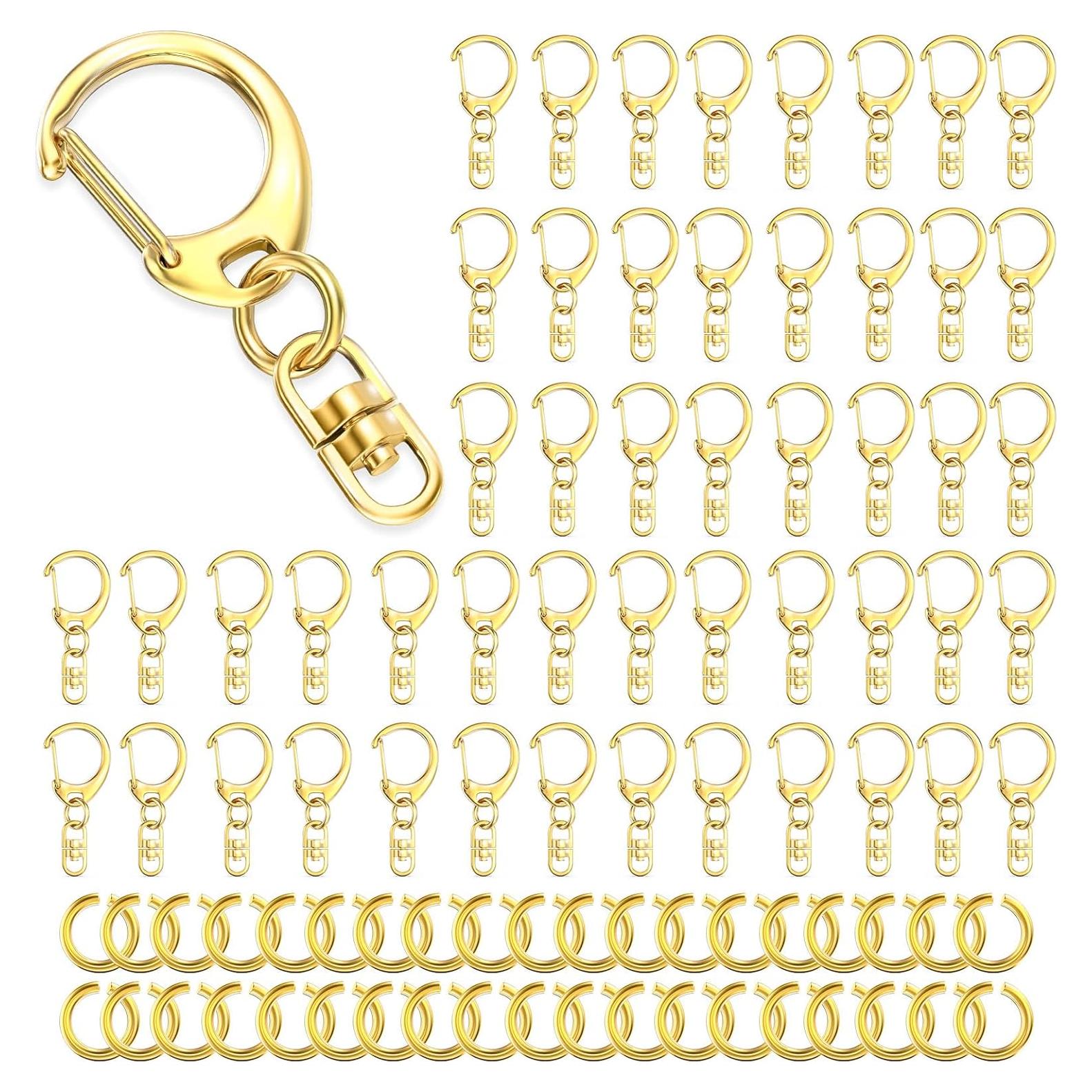50 Ganchos de Garra de Langosta Dorados Evnlo para Llaveros