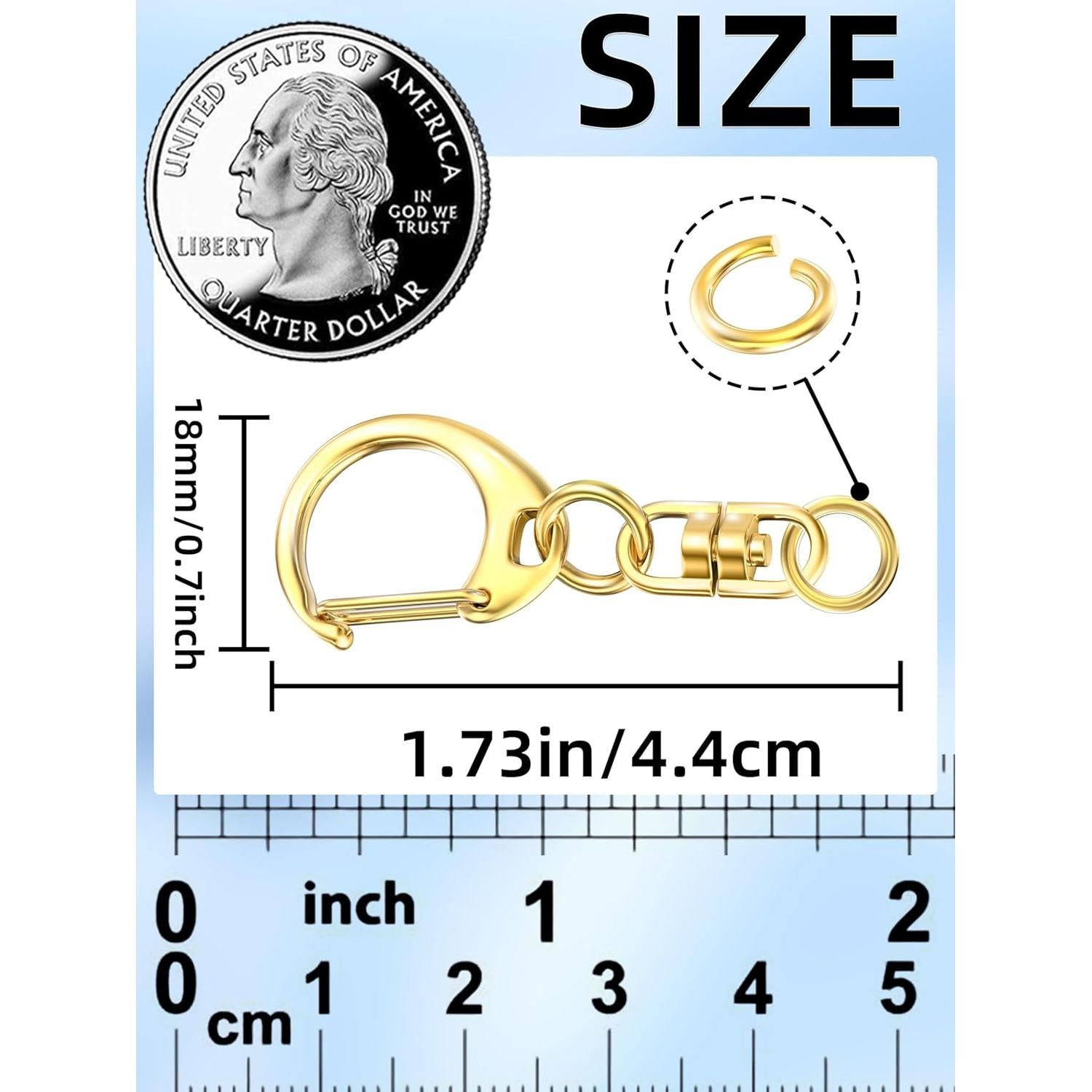 50 Ganchos de Garra de Langosta Dorados Evnlo para Llaveros