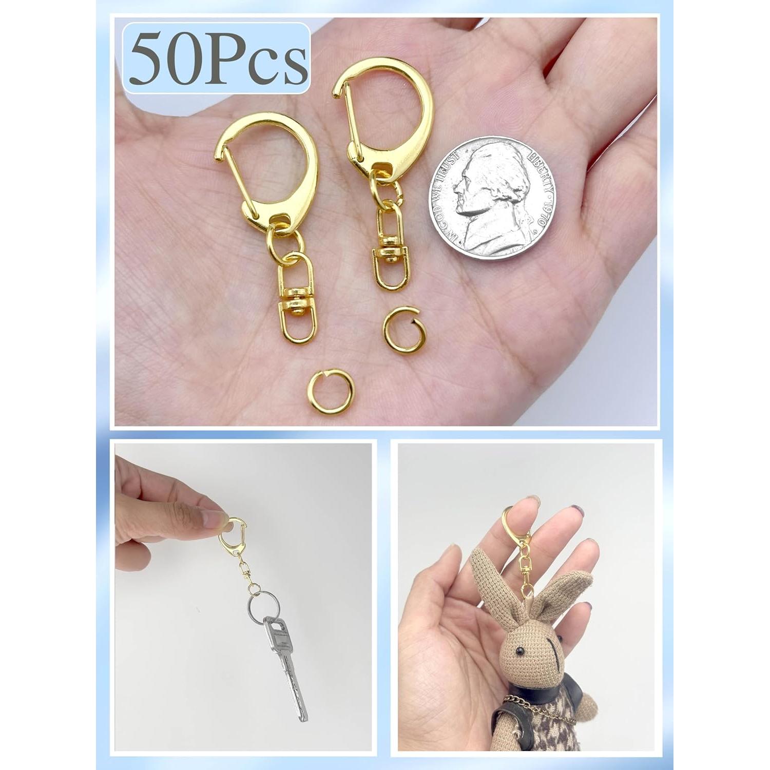 50 Ganchos de Garra de Langosta Dorados Evnlo para Llaveros