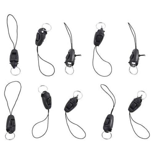 10 Hebillas Desmontables Negras Antipérdida para Teléfonos