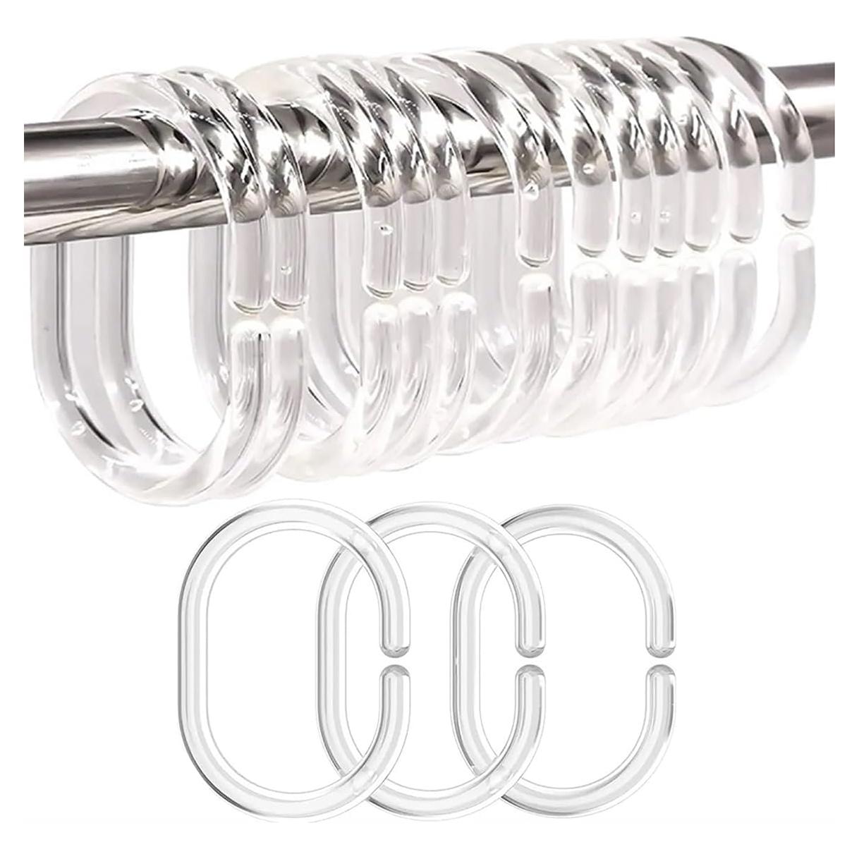 24 Anillos de Cortina de Ducha Resze Plástico Transparente